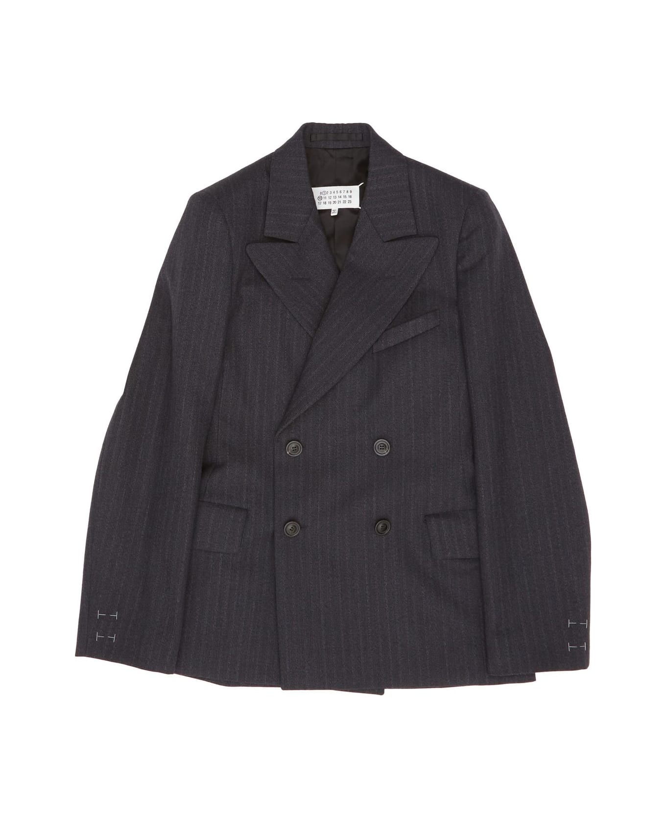 Maison Margiela Barathea Striped Tailored Blazer - F Blue