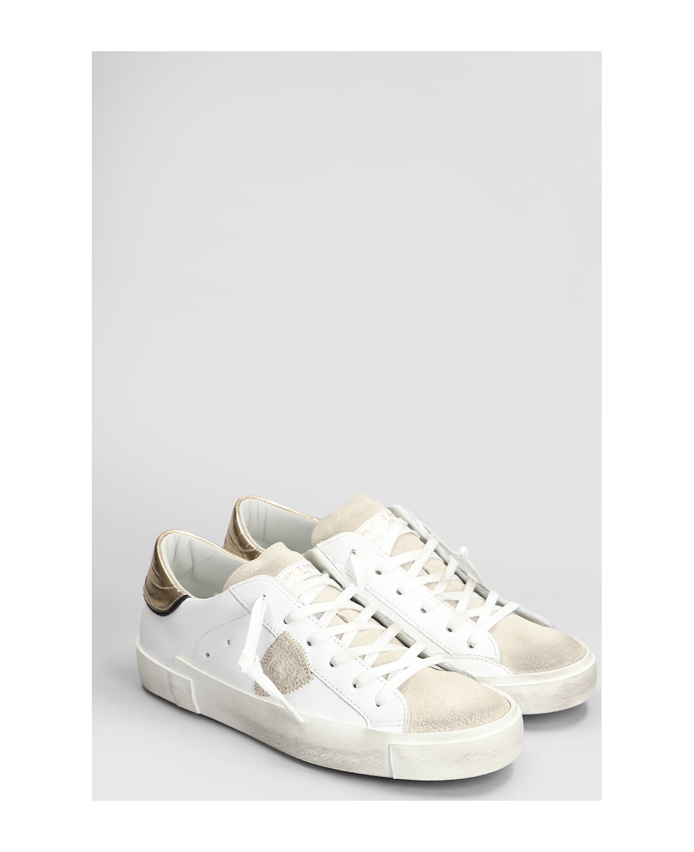 Philippe Model Prsx Low Sneakers In White Leather - white