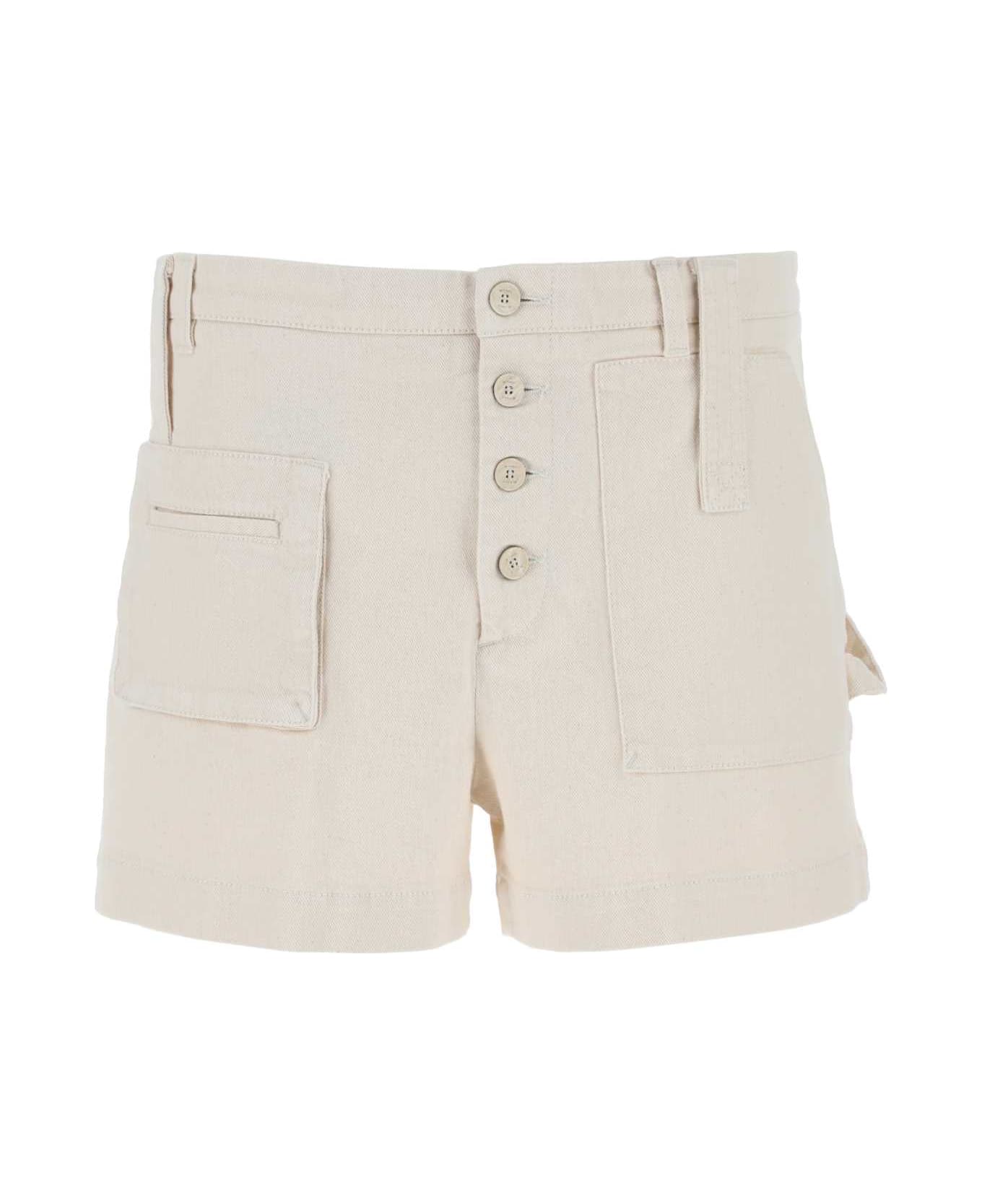Etro Melange Ivory Stretch Cotton Shorts - WHITE