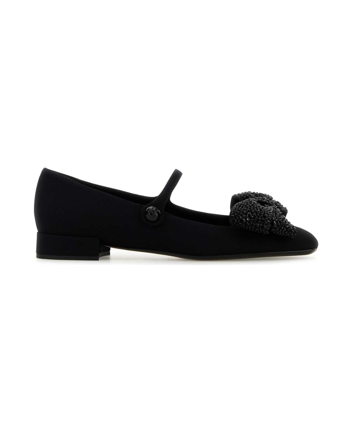 Valentino Garavani Black Fabric Ballerinas - NEROJET