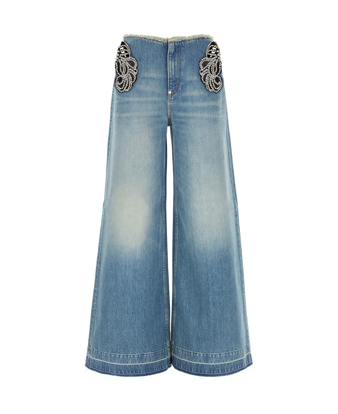 Stella McCartney Embellished Feather Cut Out Jeans - VINTAGEBLUEDENIM