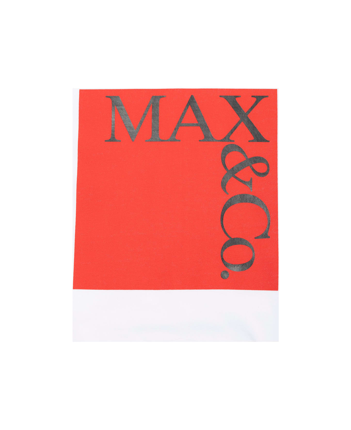 Max&Co. White Crewneck T-shirt With Maxi Logo Print On The Front In Tech Fabric Girl - White