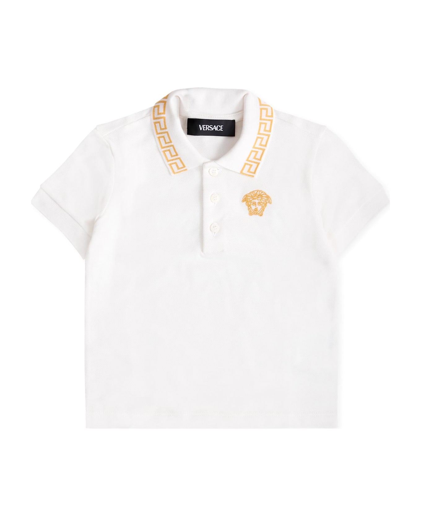 Versace Ivory Polo Shirt With Medusa Fro Baby Boy - Ivory