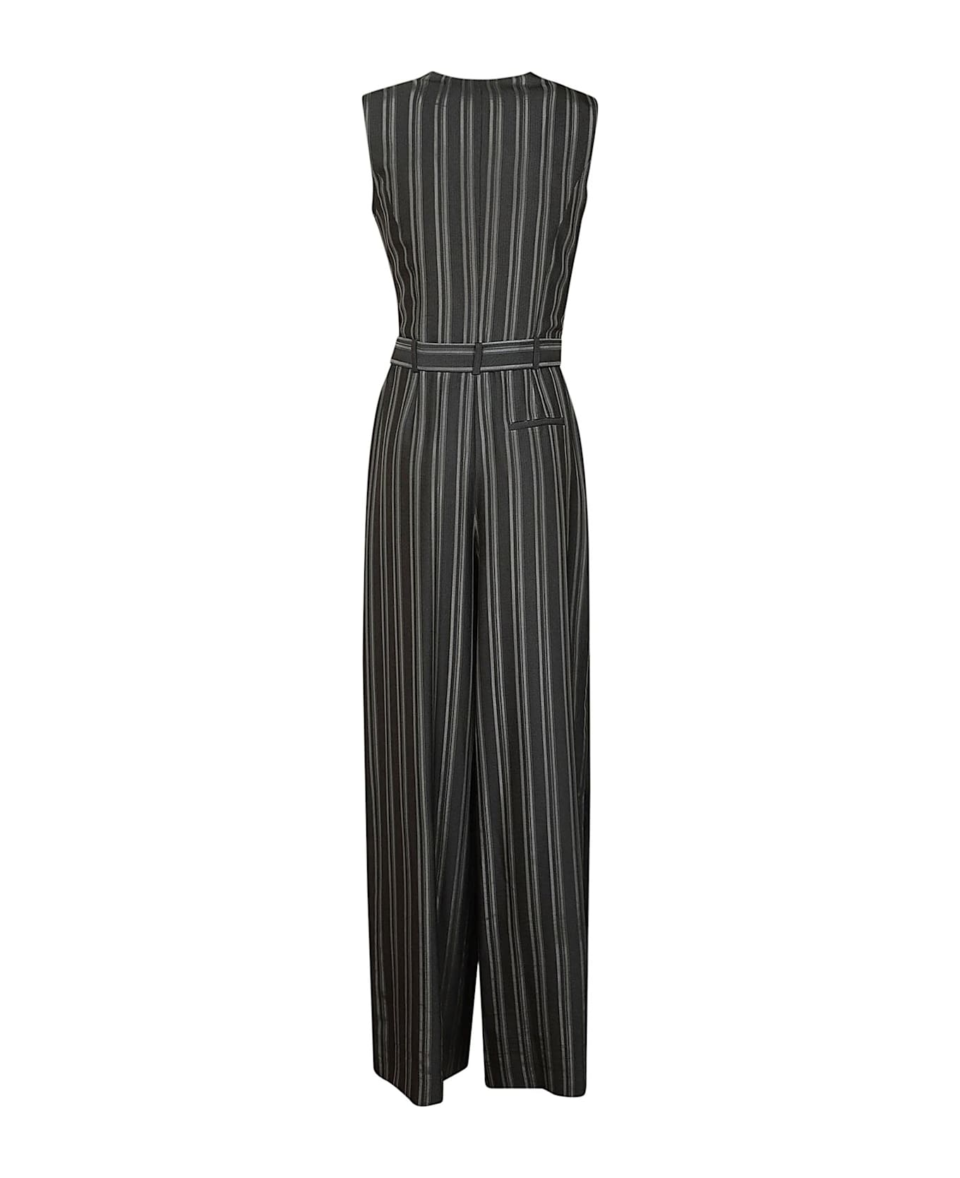 Alberta Ferretti Wide Leg Striped Trousers - Grigio