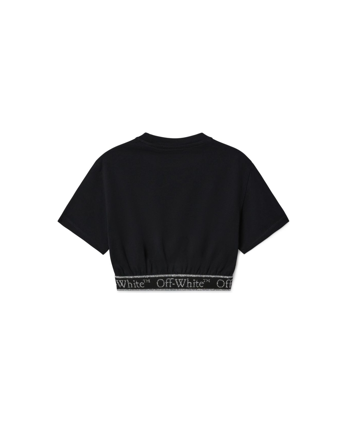 Off-White Bookish Logoband Crop Tee Ss - Black White Tシャツ＆ポロシャツ