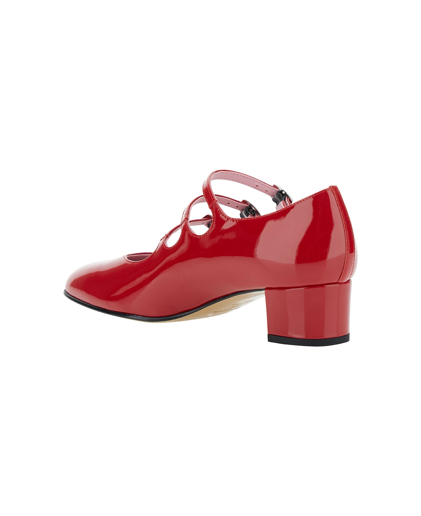 Carel 'kina' Red Mary Janes With Straps And Block Heel In Patent Leather Woman - Red ハイヒール