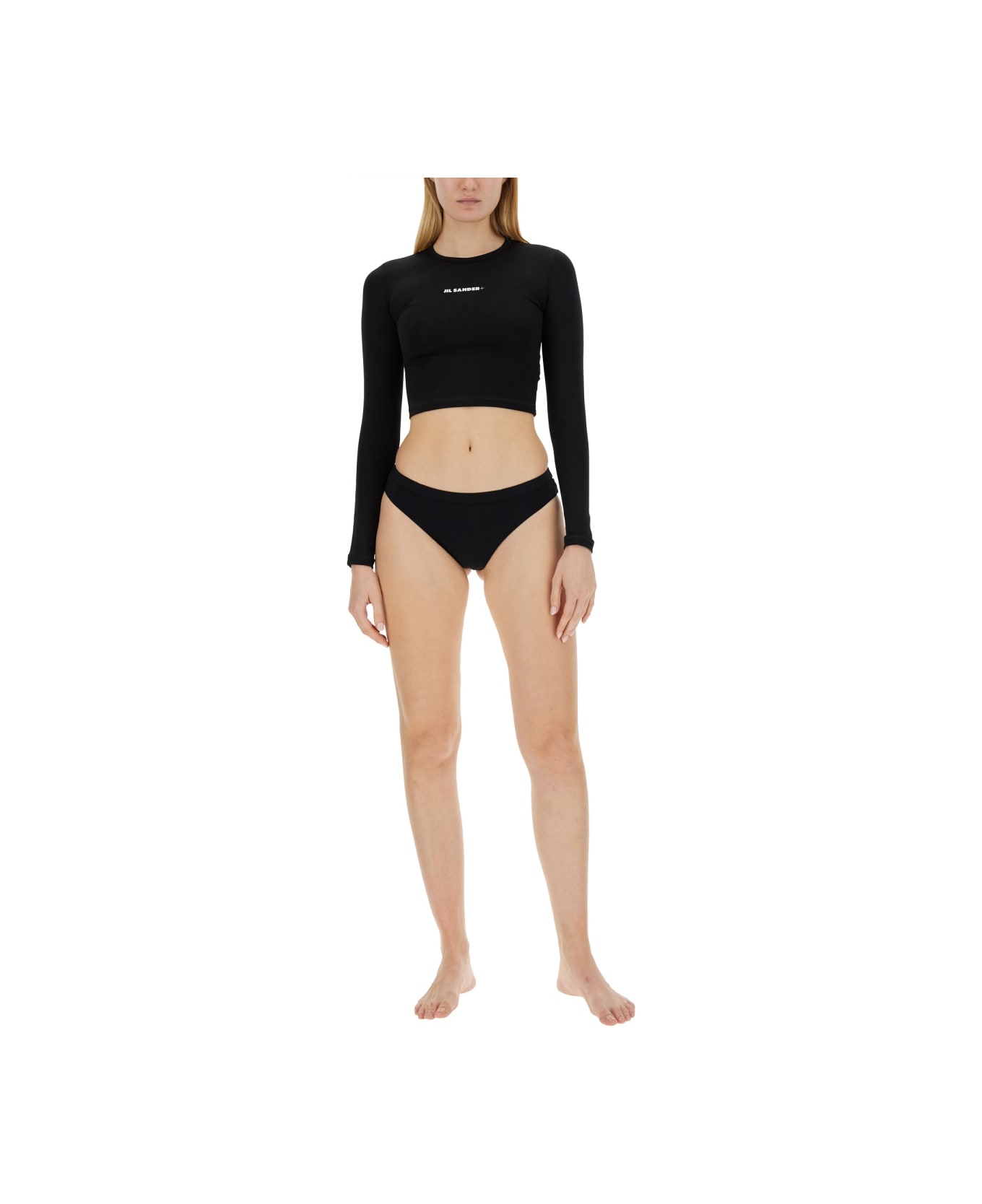 Jil Sander Cropped Swim Top - BLACK