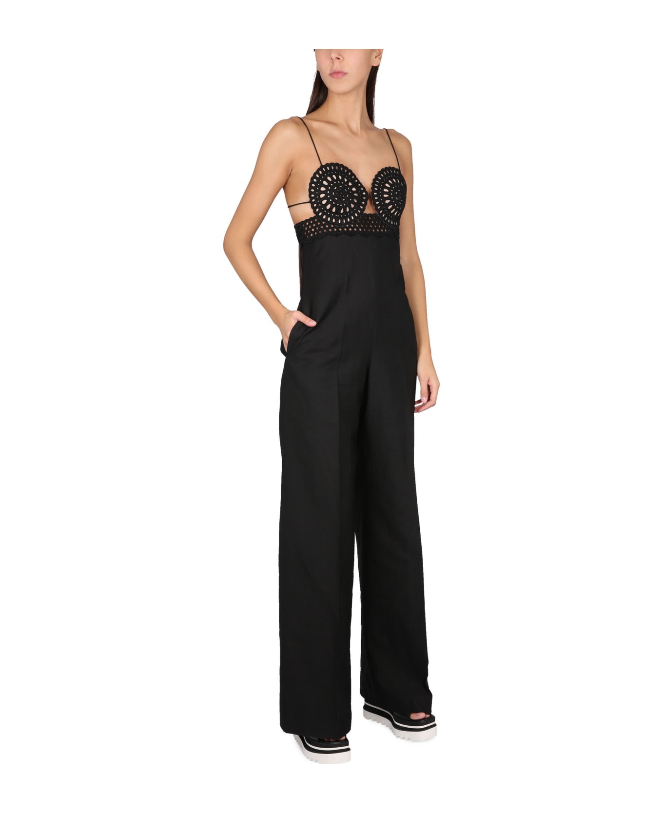 Stella McCartney Broderie Anglaise Bustier Jumpsuit - Black ジャンプスーツ