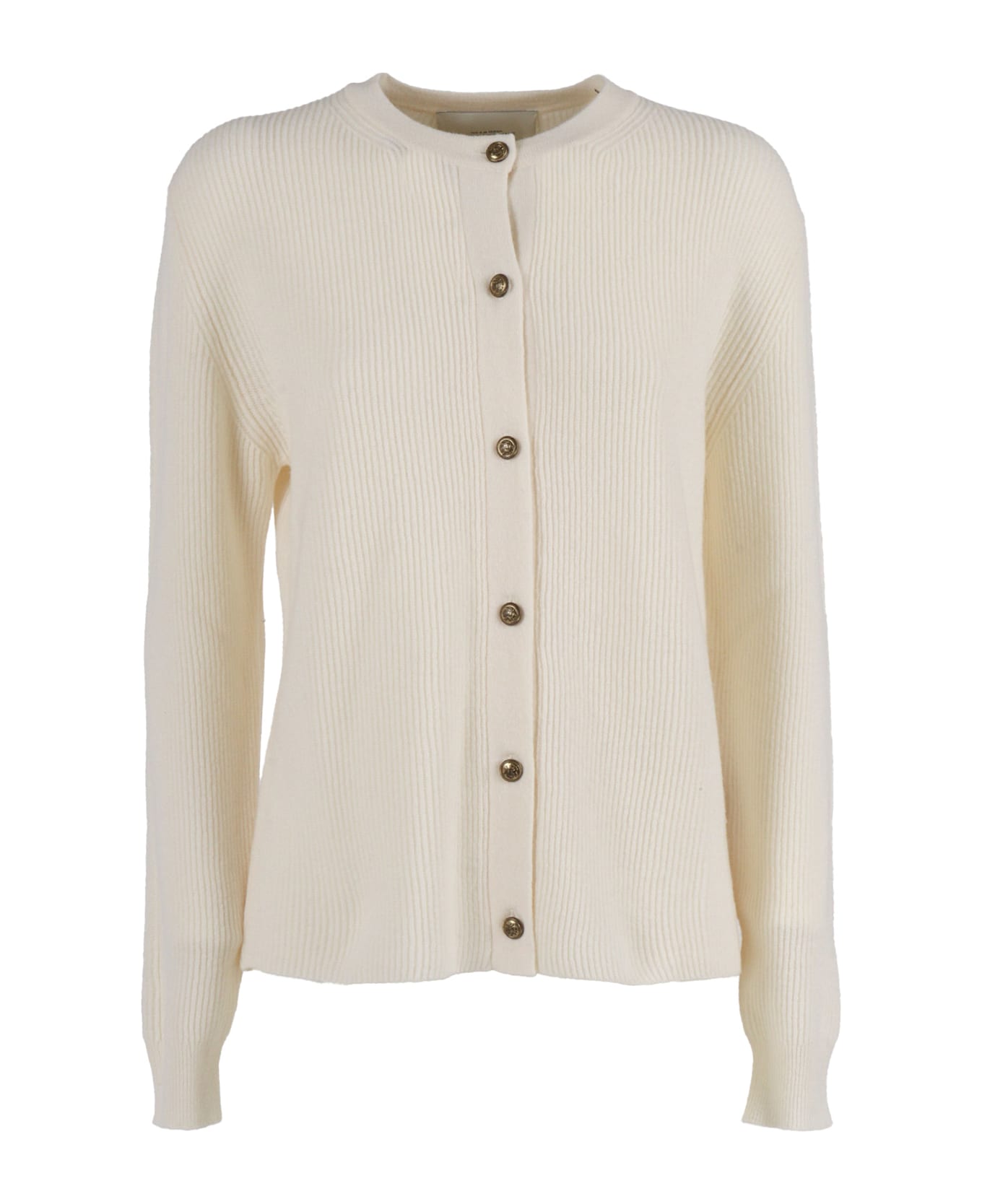 Ballantyne R Neck Cardigan - WHITE