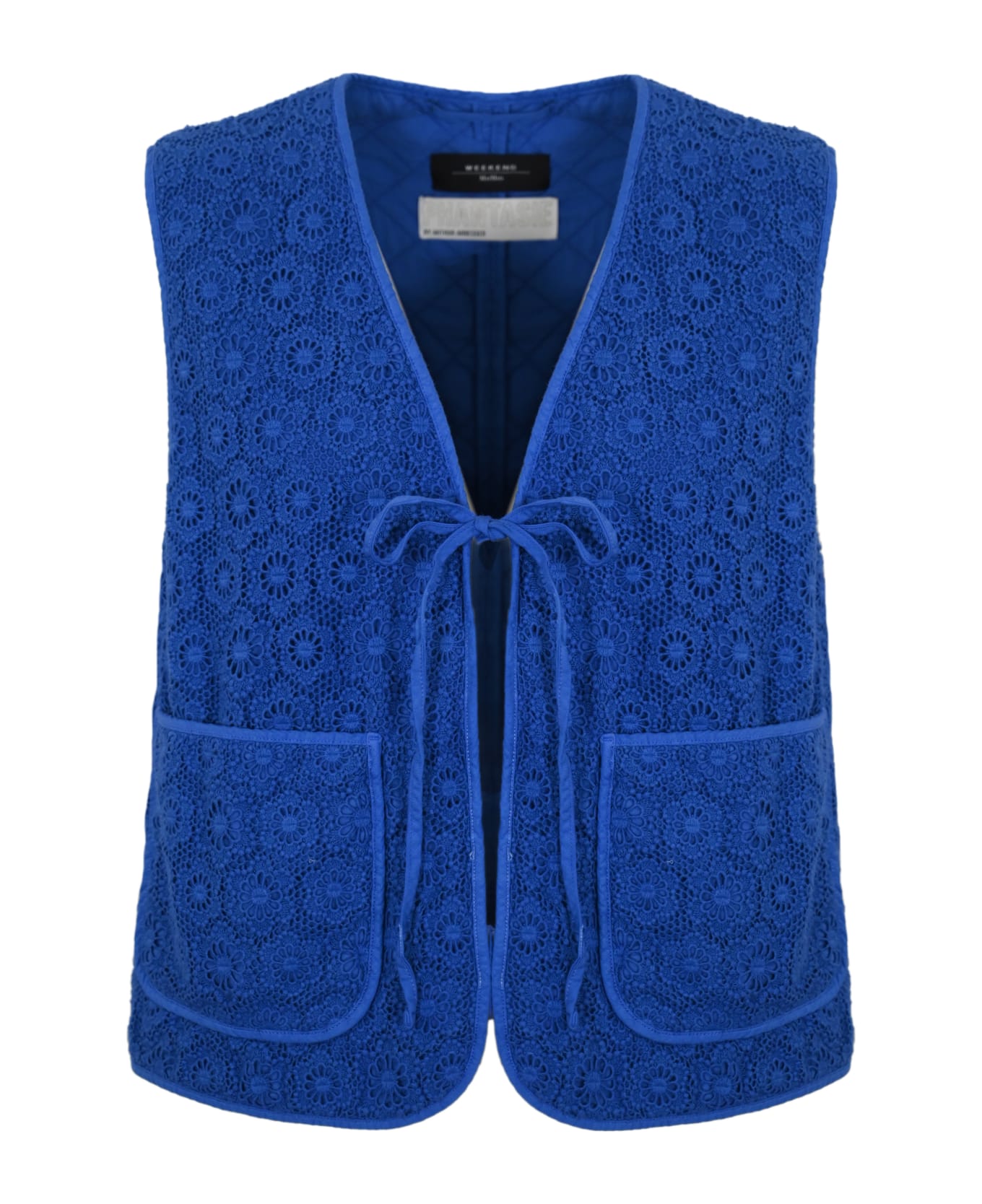 Weekend Max Mara 'lory' Vest In Macrame Lace - Tinto bluette