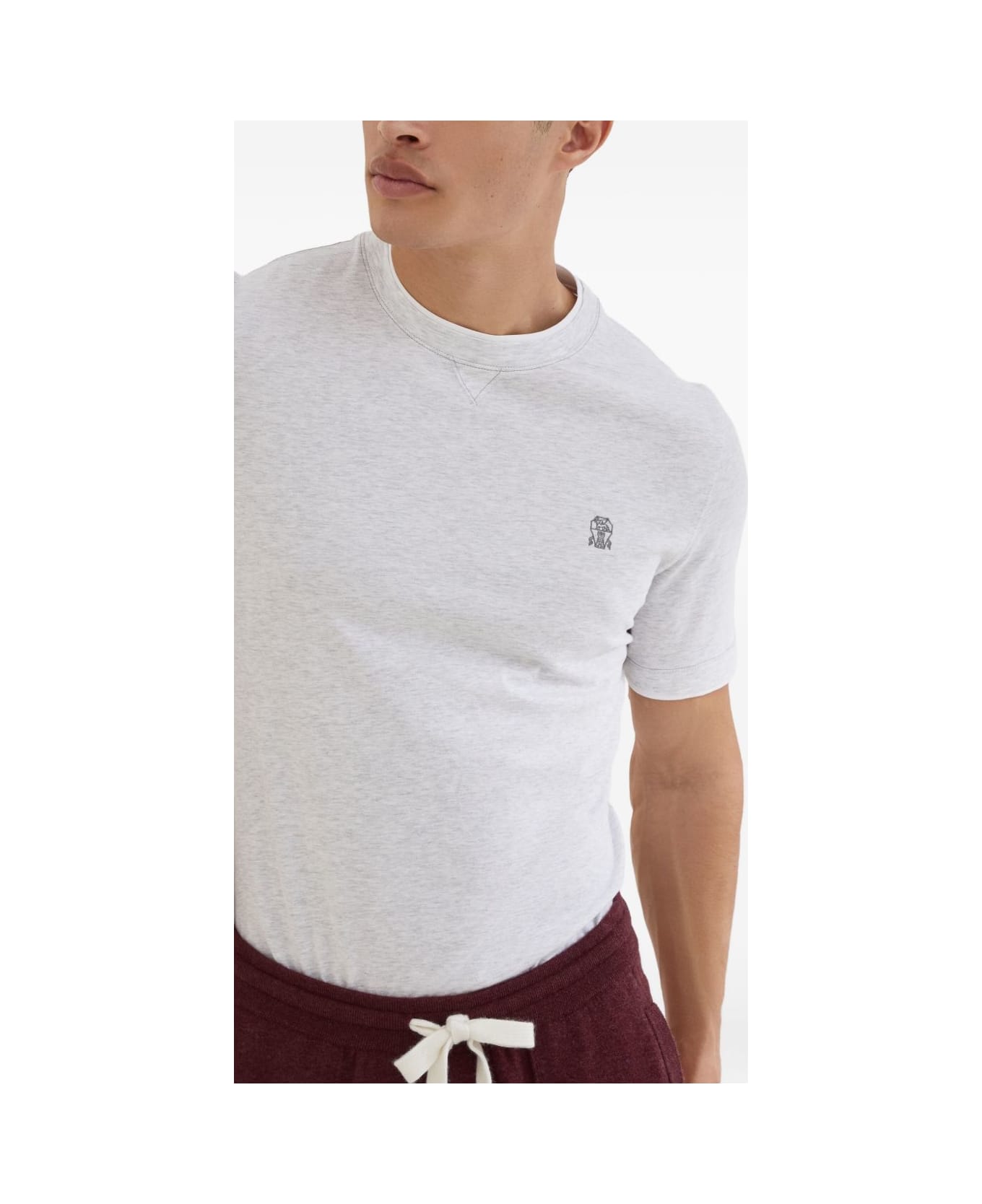Brunello Cucinelli Logo Cotton T-shirt - Light Grey