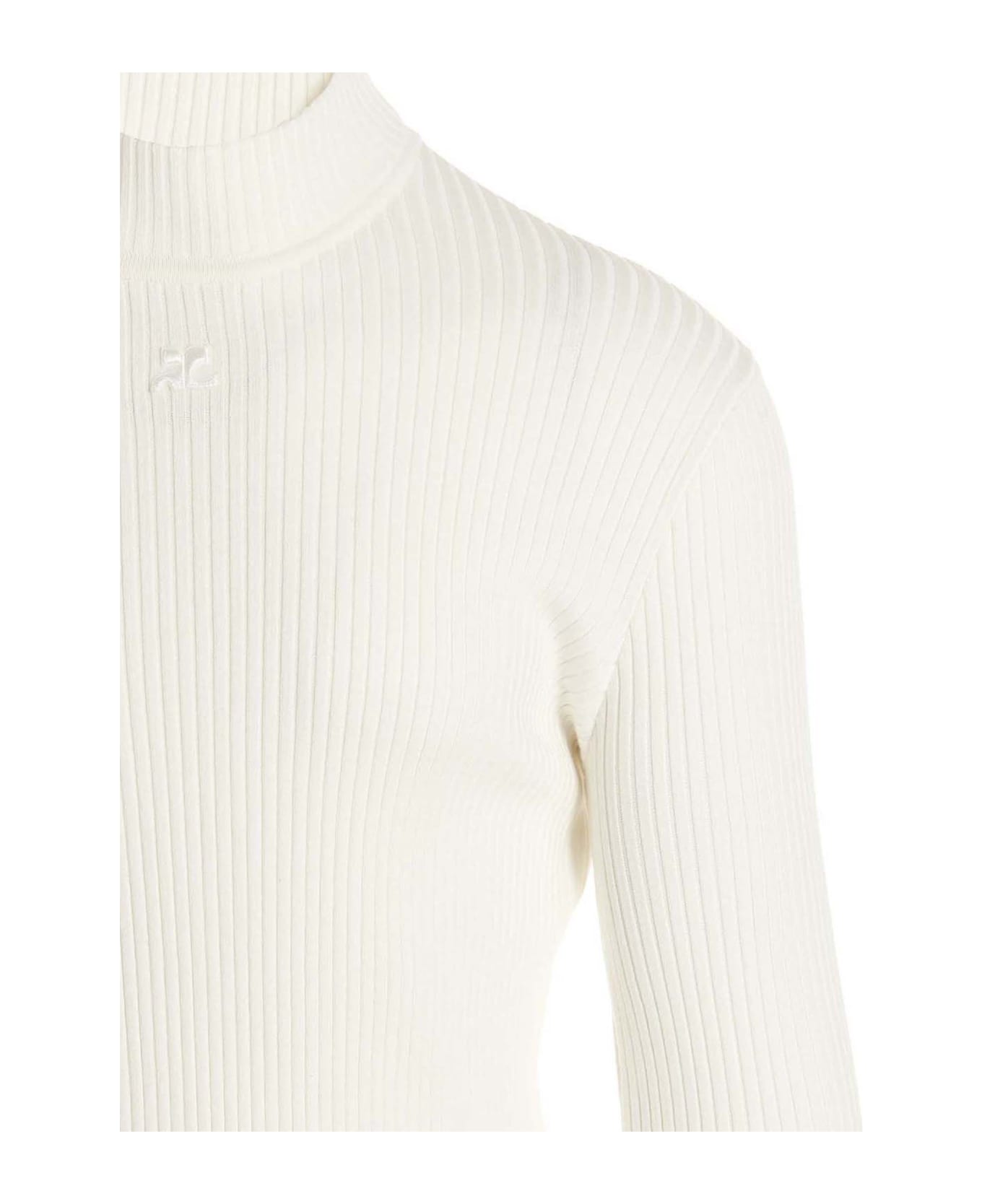 Courrèges Logo Turtleneck Sweater - White