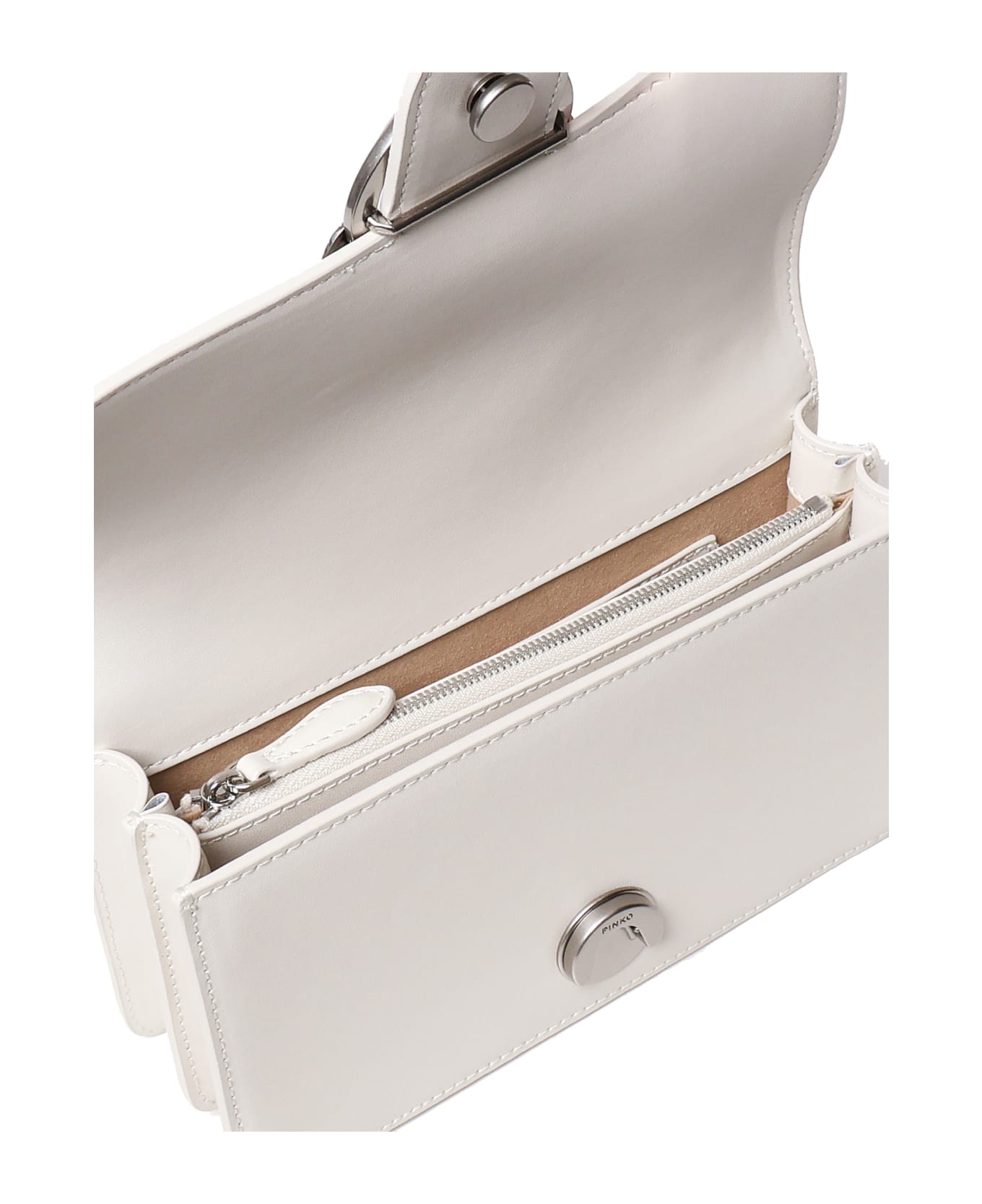 Pinko Love One Mini Bag - BIANCO SETA-OLD SILVER