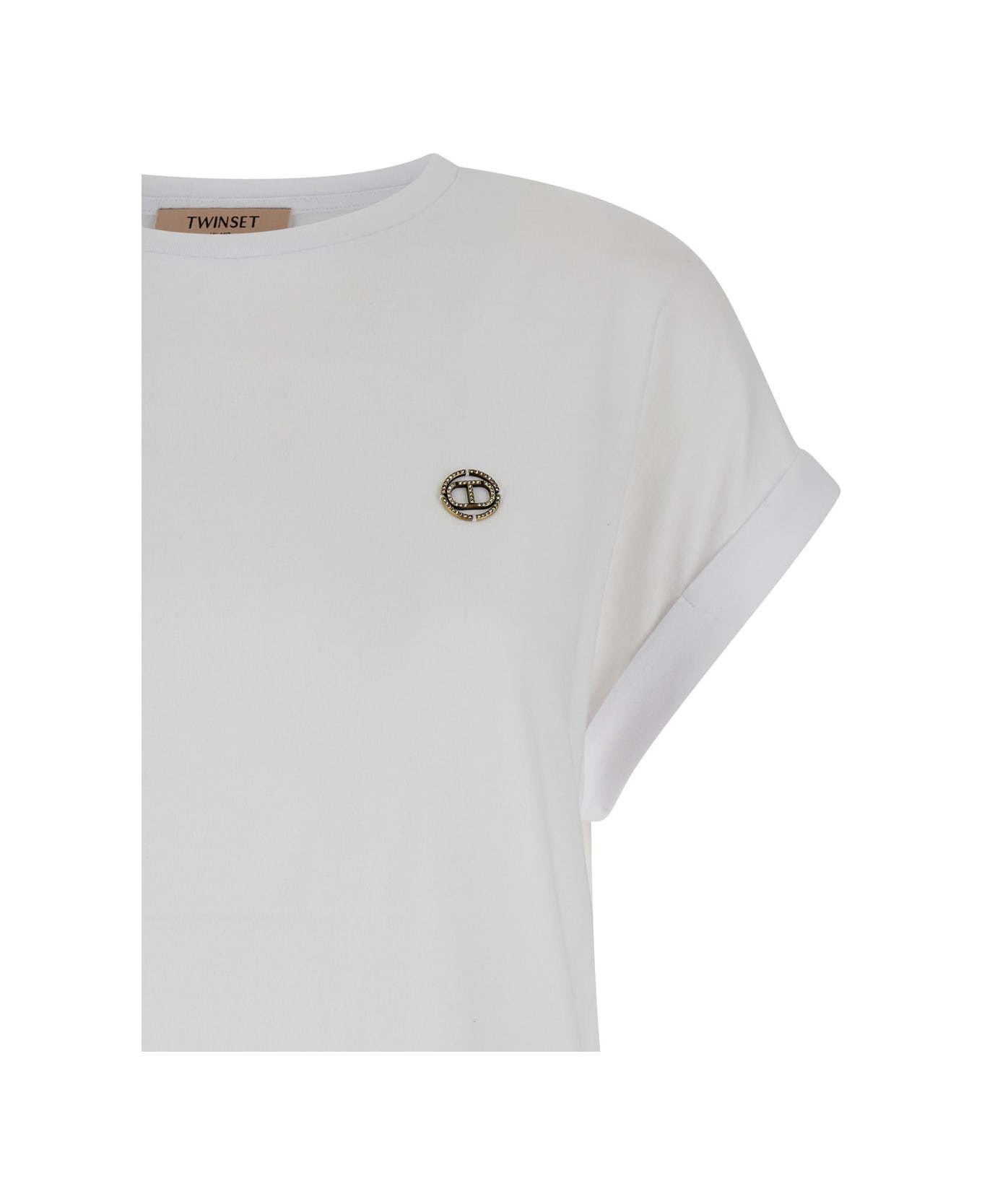 TwinSet White T-shirt With Logo Placque In Cotton Woman - White Tシャツ