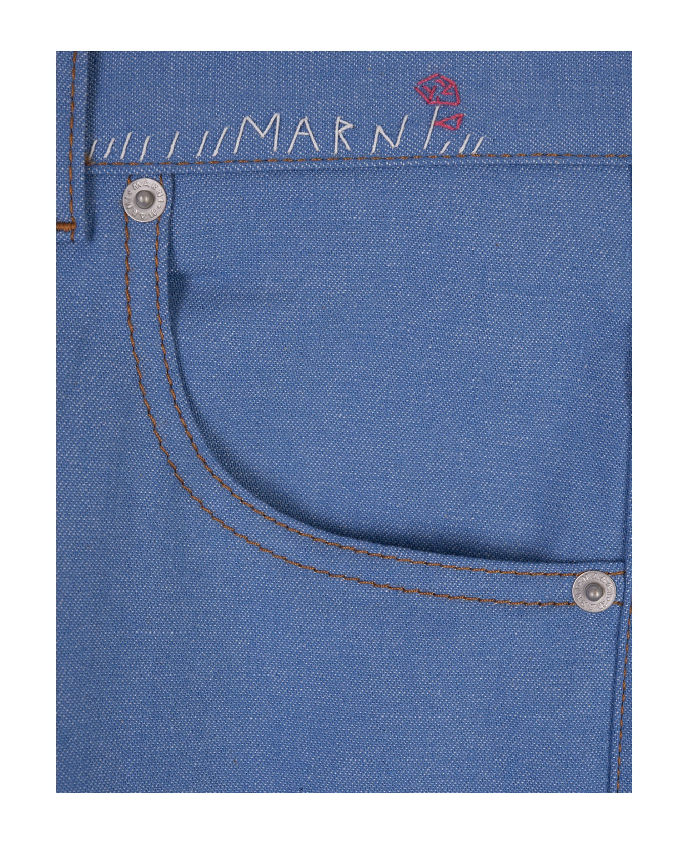 Marni Blue Denim Stretch Flared Trousers - Blue