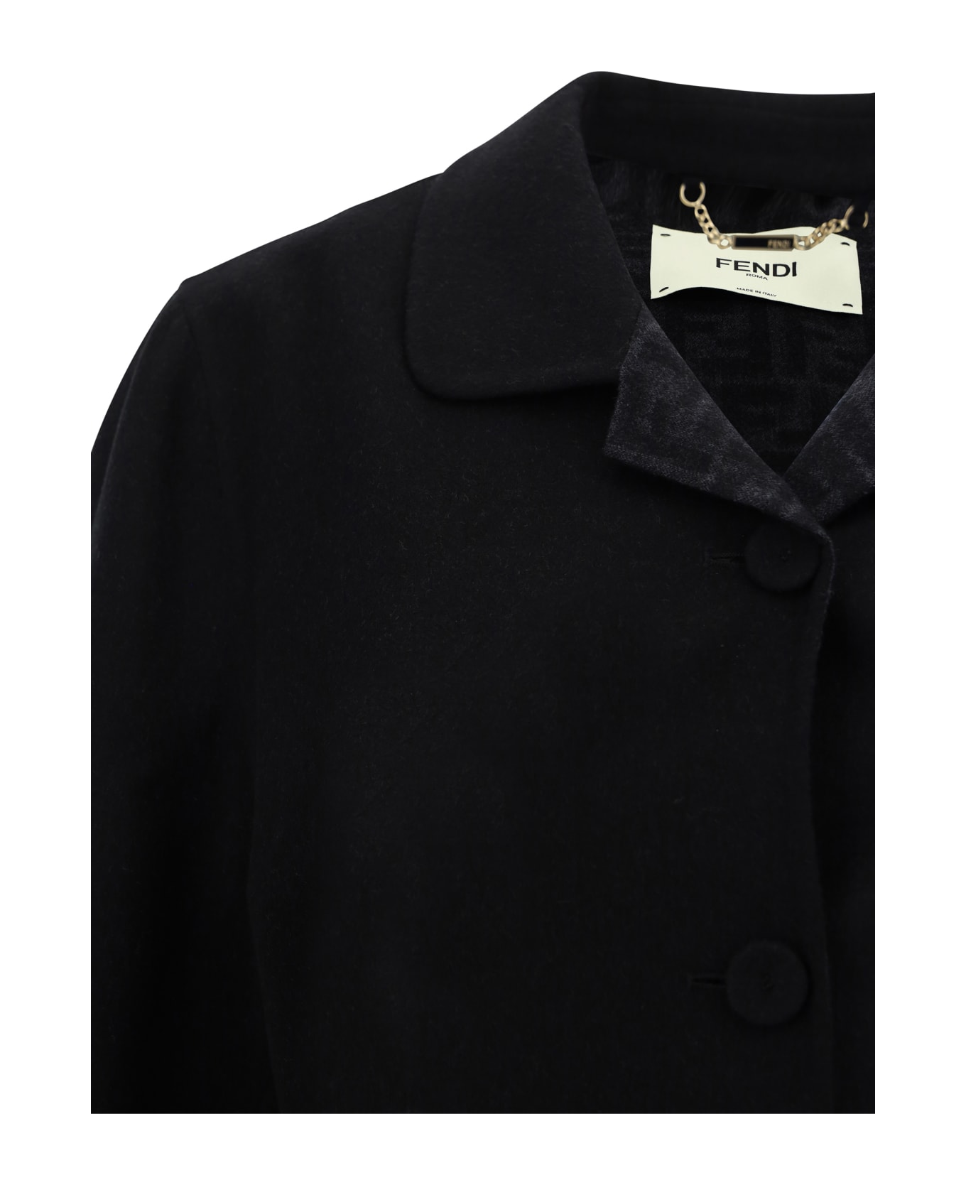 Fendi Wool Coat With Belt - Black