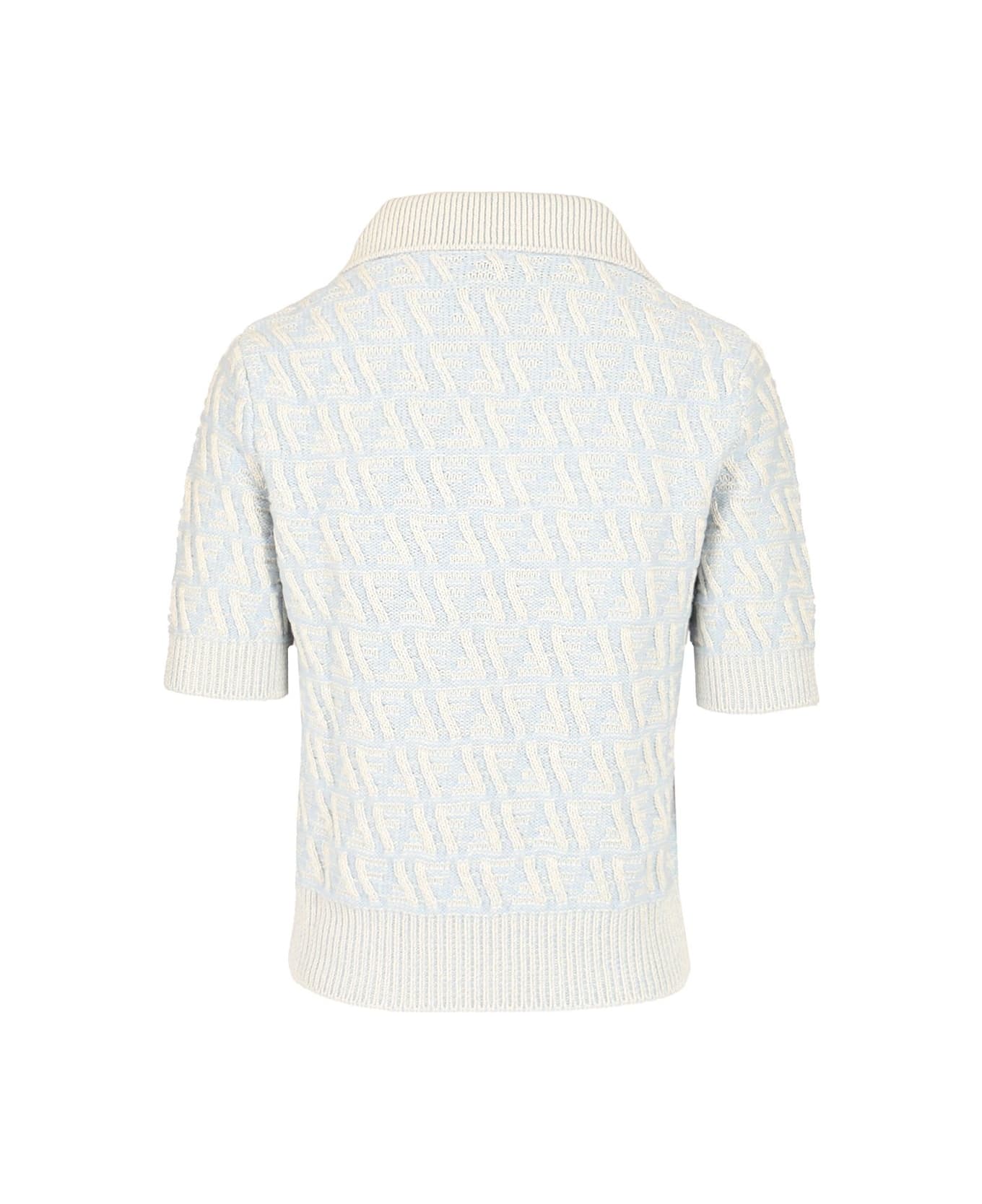 Fendi Short-sleeved Polo Shirt - Light blue