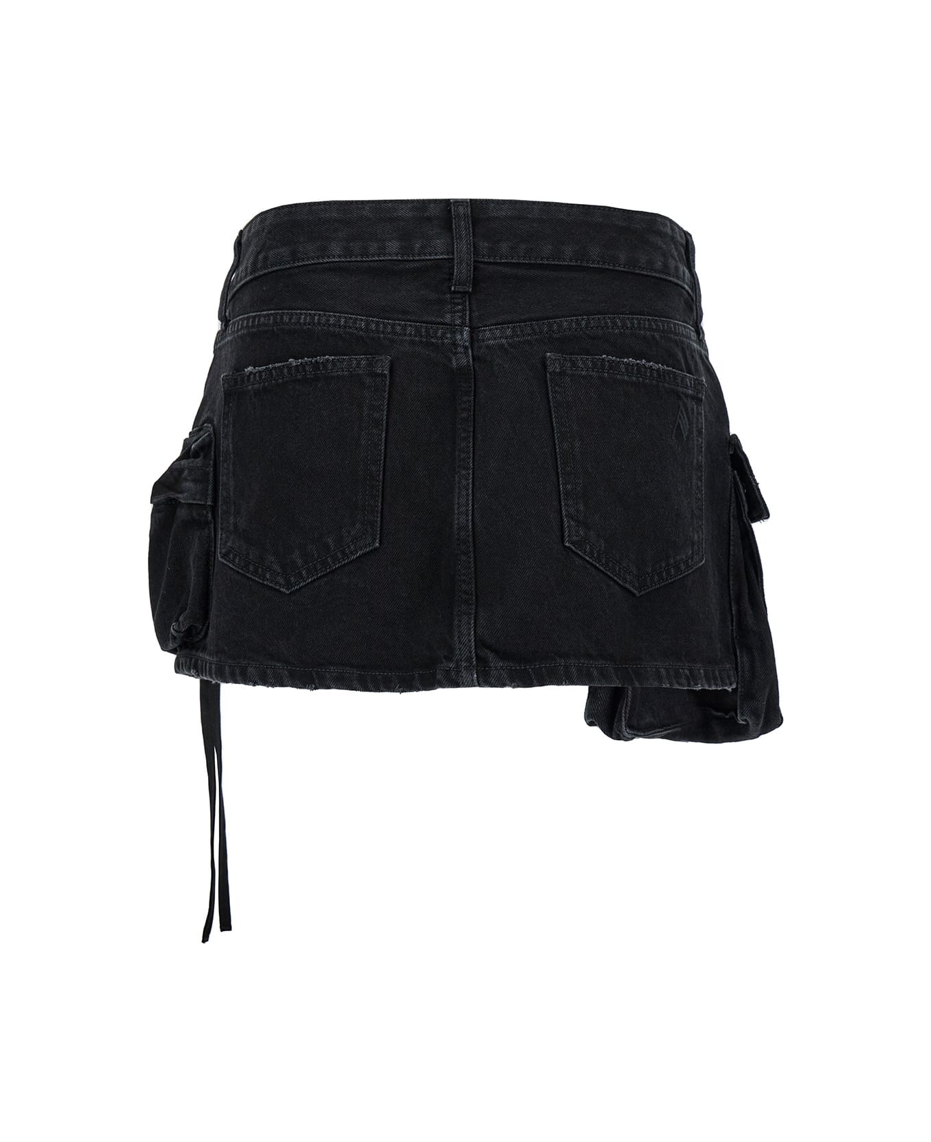 The Attico 'fay' Black Mini-skirt With Oversized Cargo Pockets In Denim Woman - Black