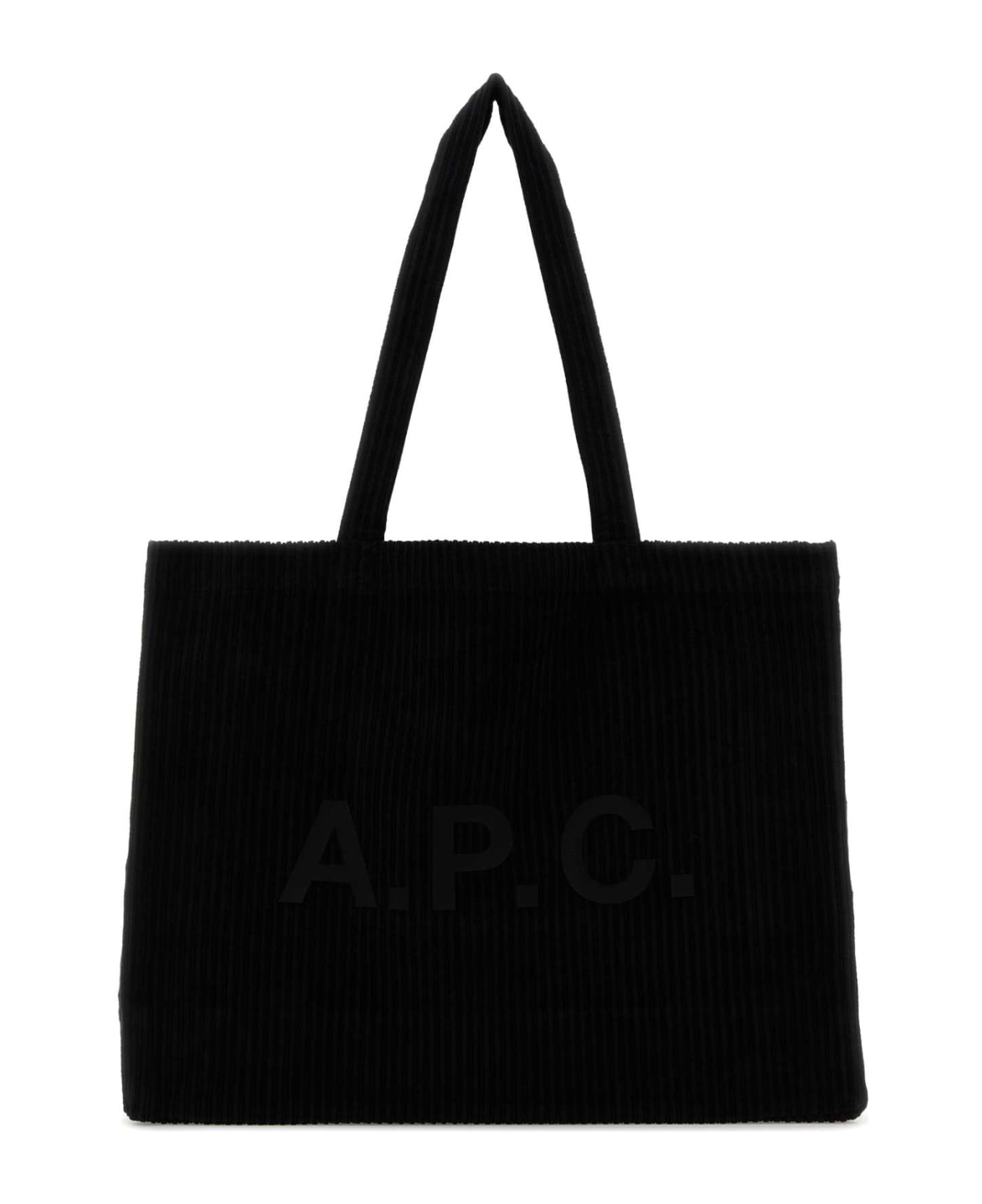 A.P.C. Black Corduroy Diane Shopping Bag - Lzz Black