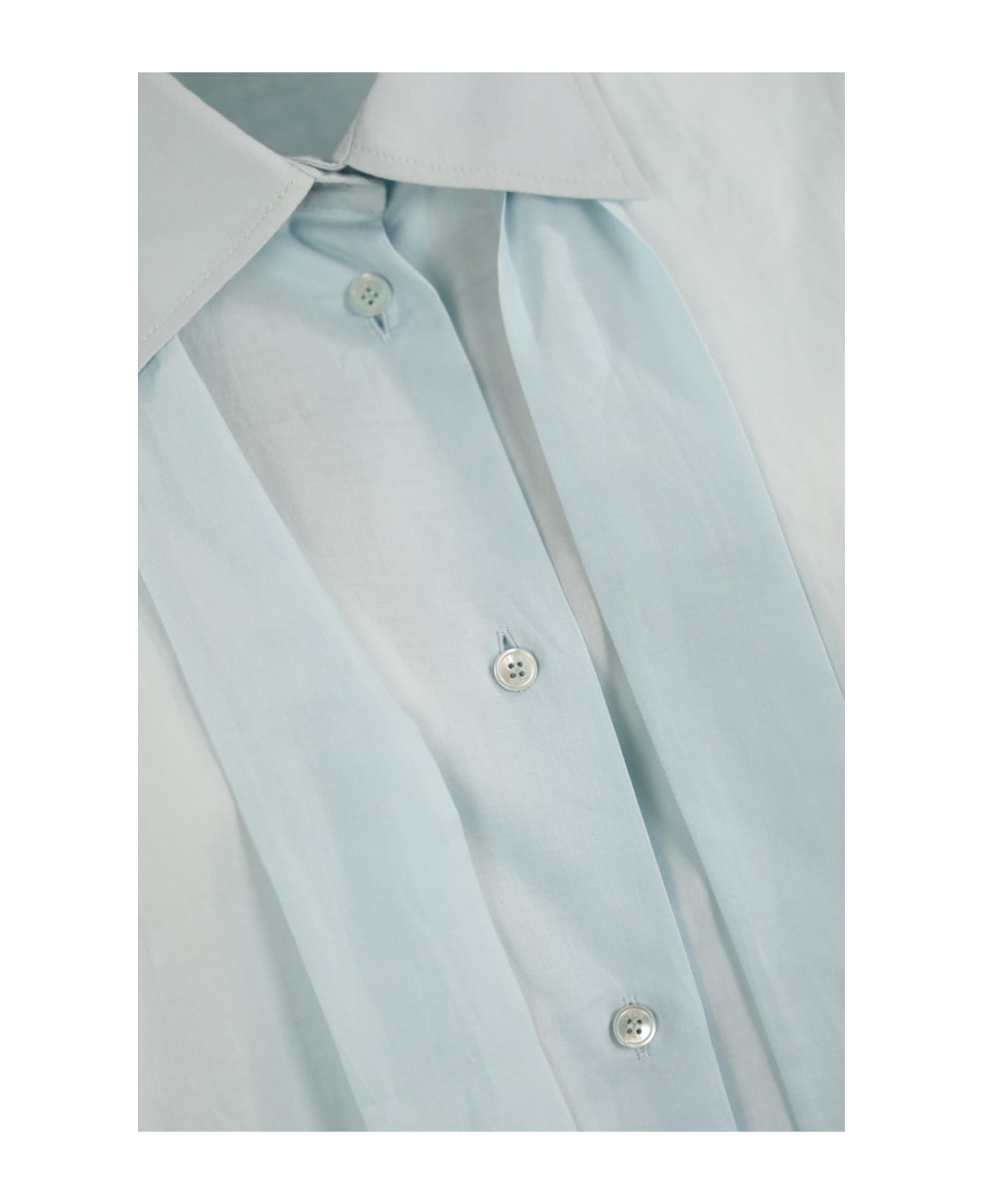 Philosophy di Lorenzo Serafini Cropped Cotton Shirt - Azzurro