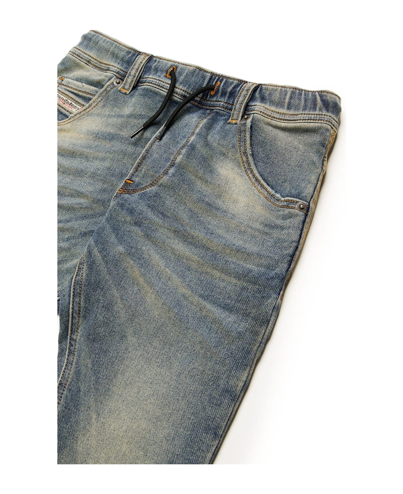 Diesel Logo Patch Drawstring Jeans - Blue