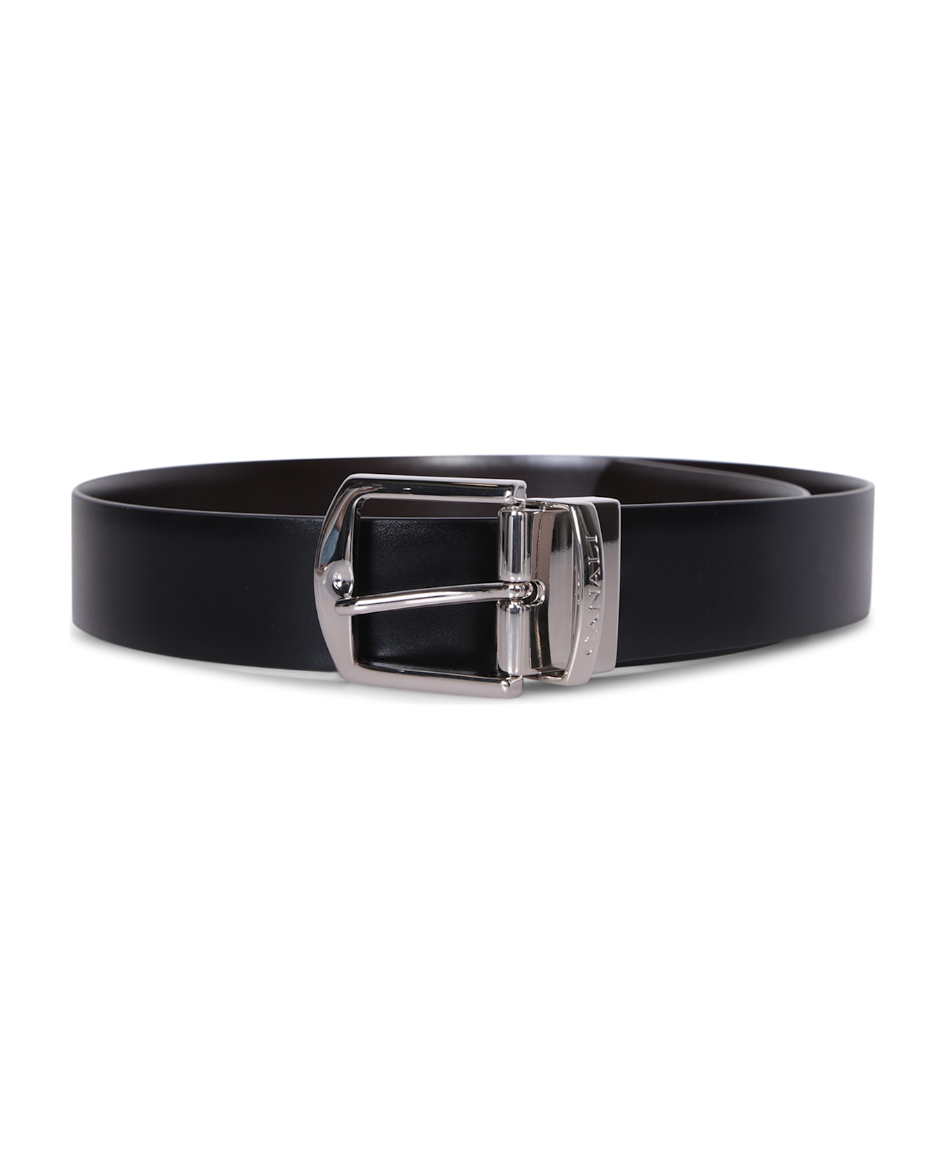 Canali Engraved-logo Black Belt - Black