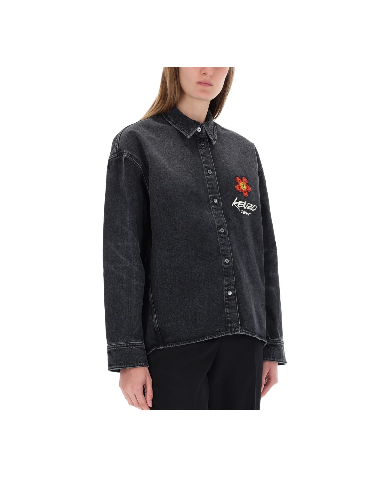 Kenzo "workwear" Shirt With Kenzo X Futura 2000 Embroidery - BLACK