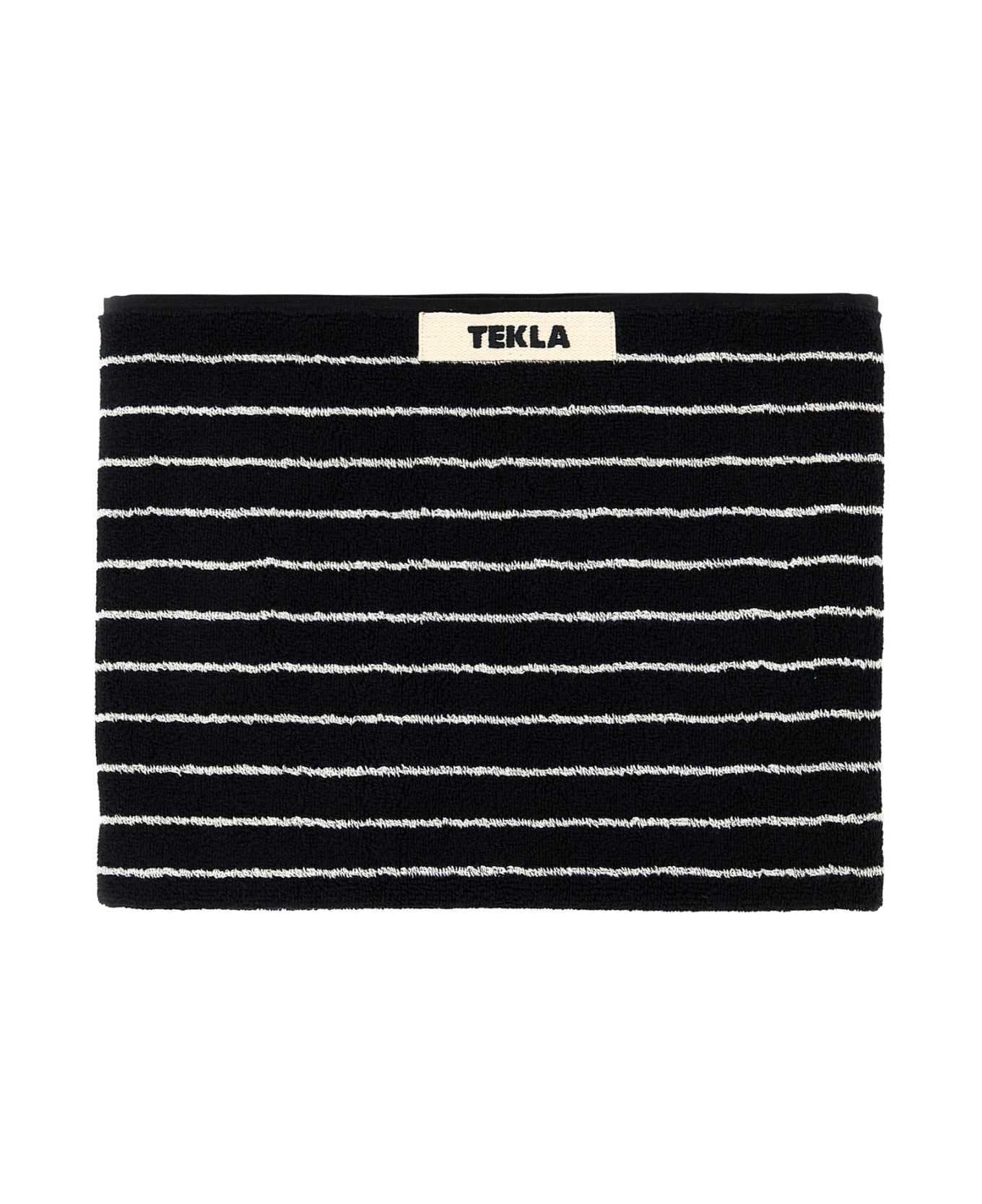 Tekla Embroidered Terry Towel - BLACK STRIPES