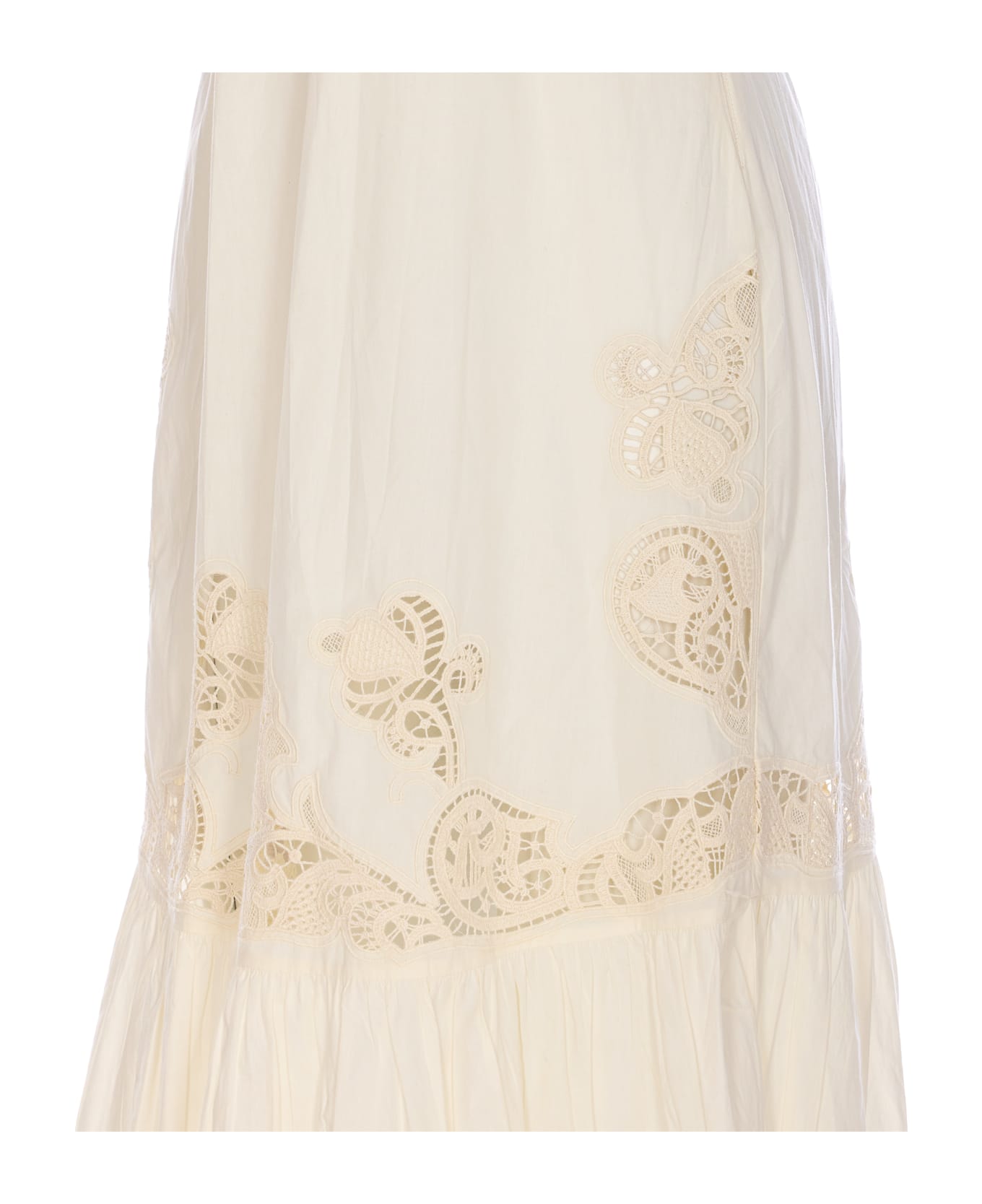 TwinSet Long Dress With Embroidery - Ivory