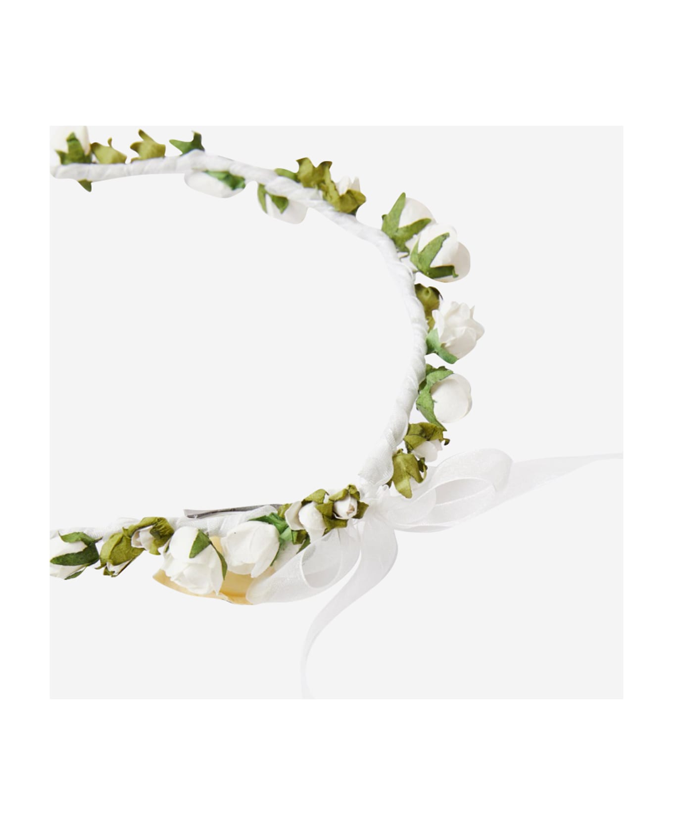 Il Gufo Floral Headband With Bow Detail - White アクセサリー＆ギフト