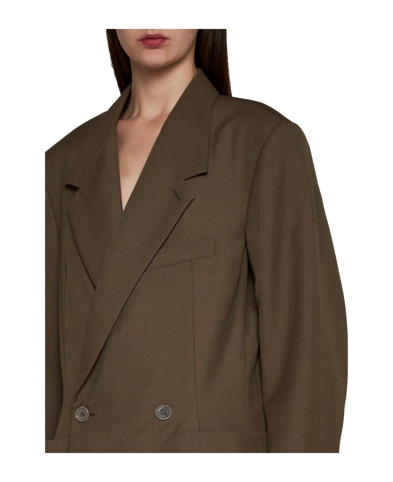 Lemaire Straight-hem Double-breasted Blazer - NEUTRALS