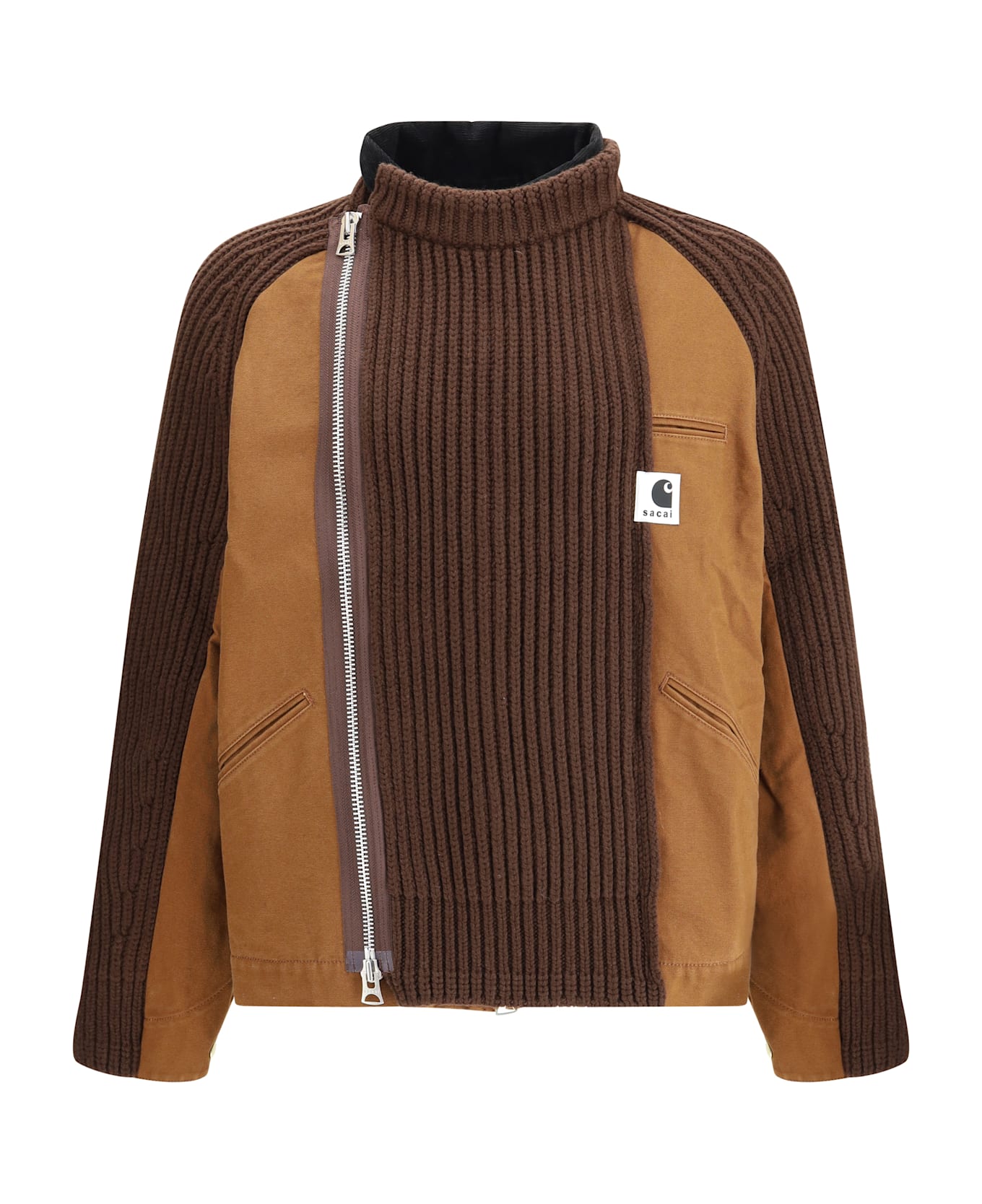 Sacai Wip Washed Duck X Wool Knit Jacket By Sacai X Carhartt - D/BEIGE