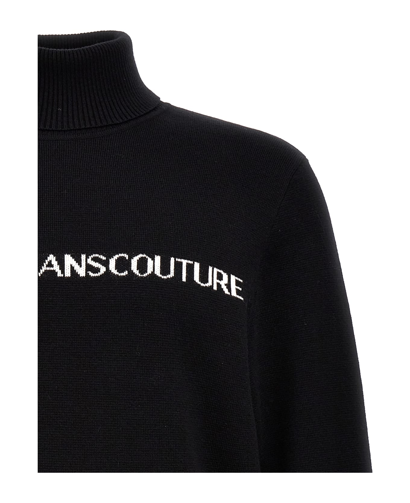 Versace Jeans Couture Turtleneck Sweater With Logo Lettering - Black ニットウェア