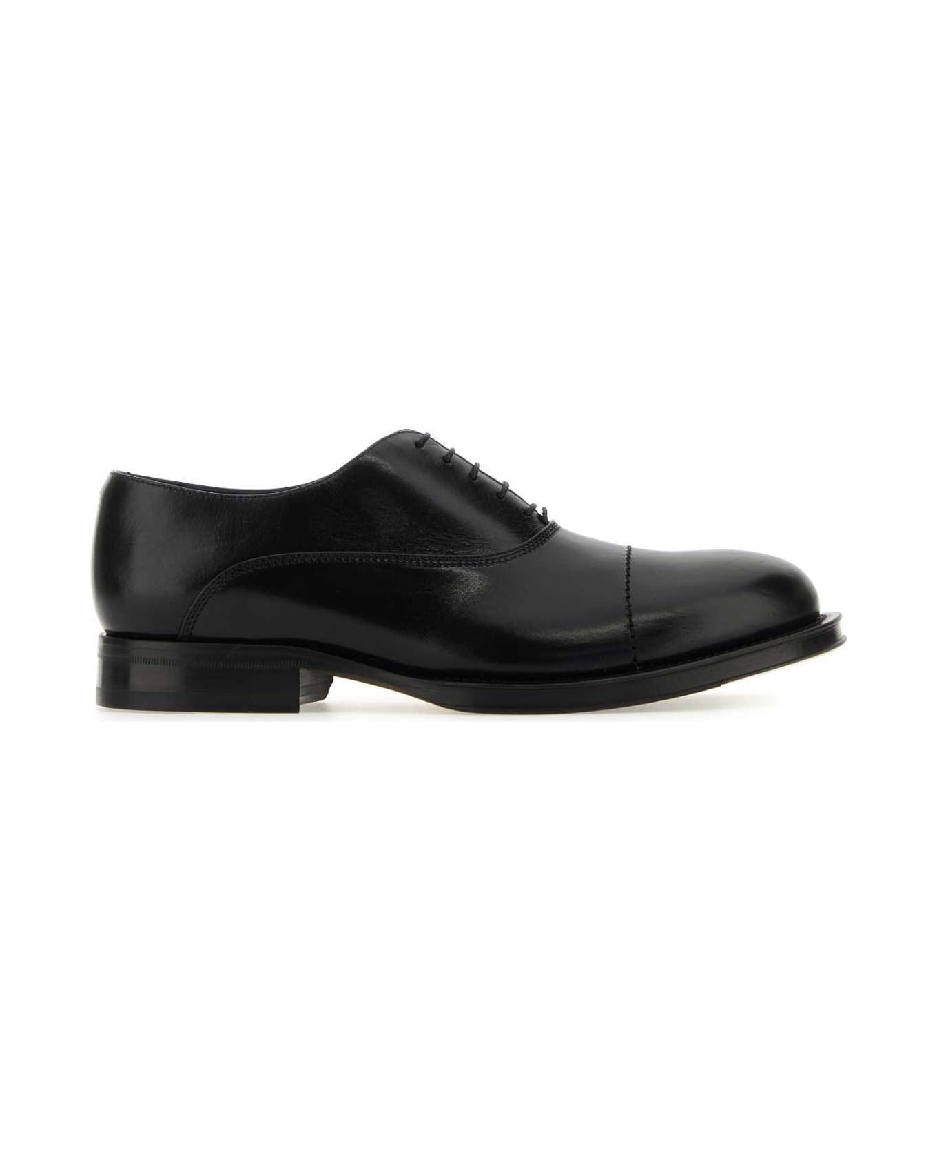 Lanvin Black Leather Richelieu Medley Lace-up Shoes - Black ローファー＆デッキシューズ