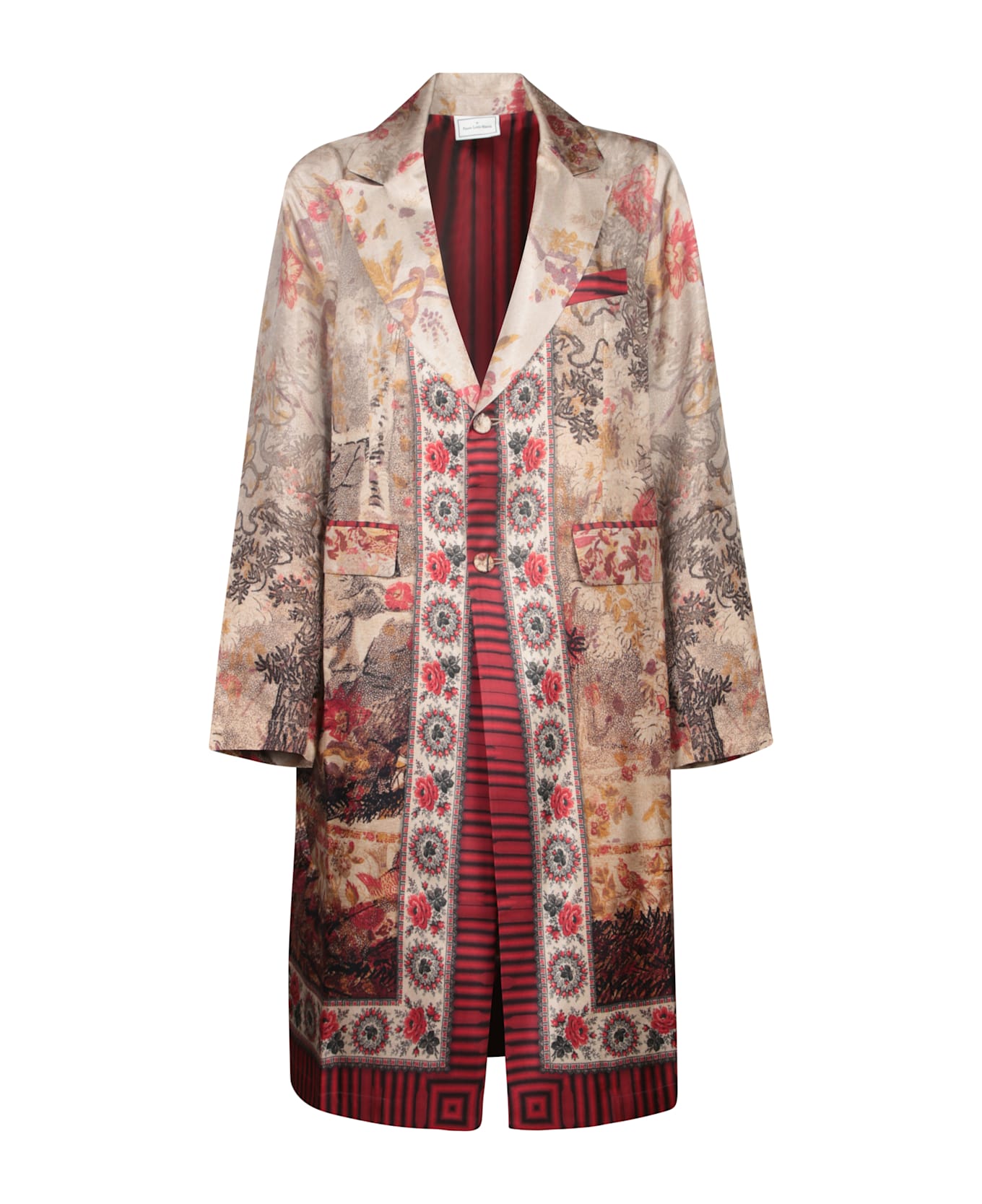 Pierre-Louis Mascia Beige-red Duster Coat - Beige