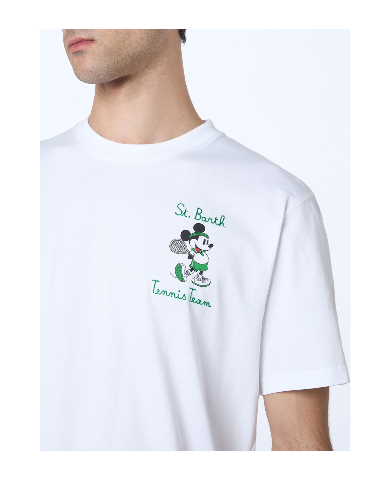 MC2 Saint Barth Man Cotton T-shirt With Mickey Mouse Print And Embroidery | Disney Special Edition - WHITE