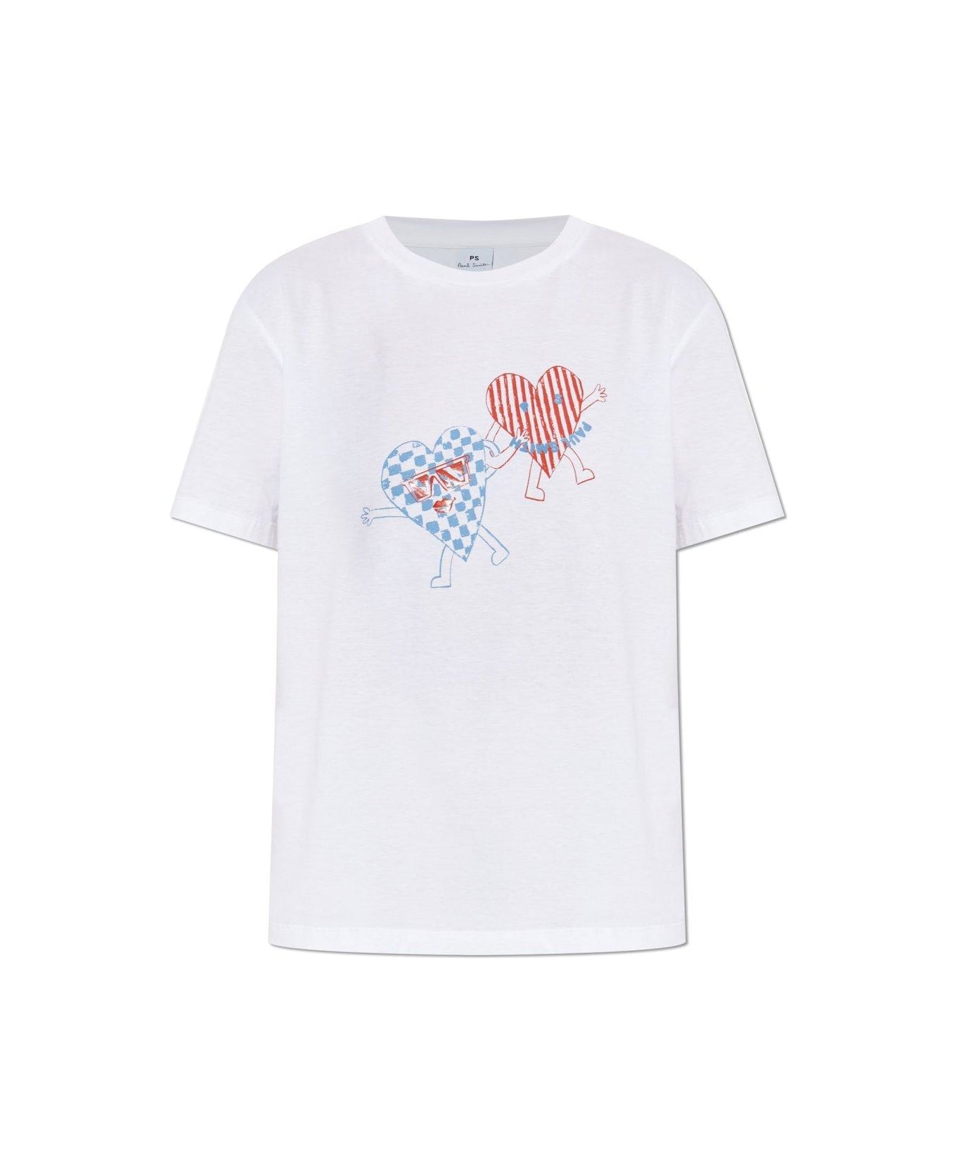 Paul Smith Heart Printed Crewneck T-shirt - White