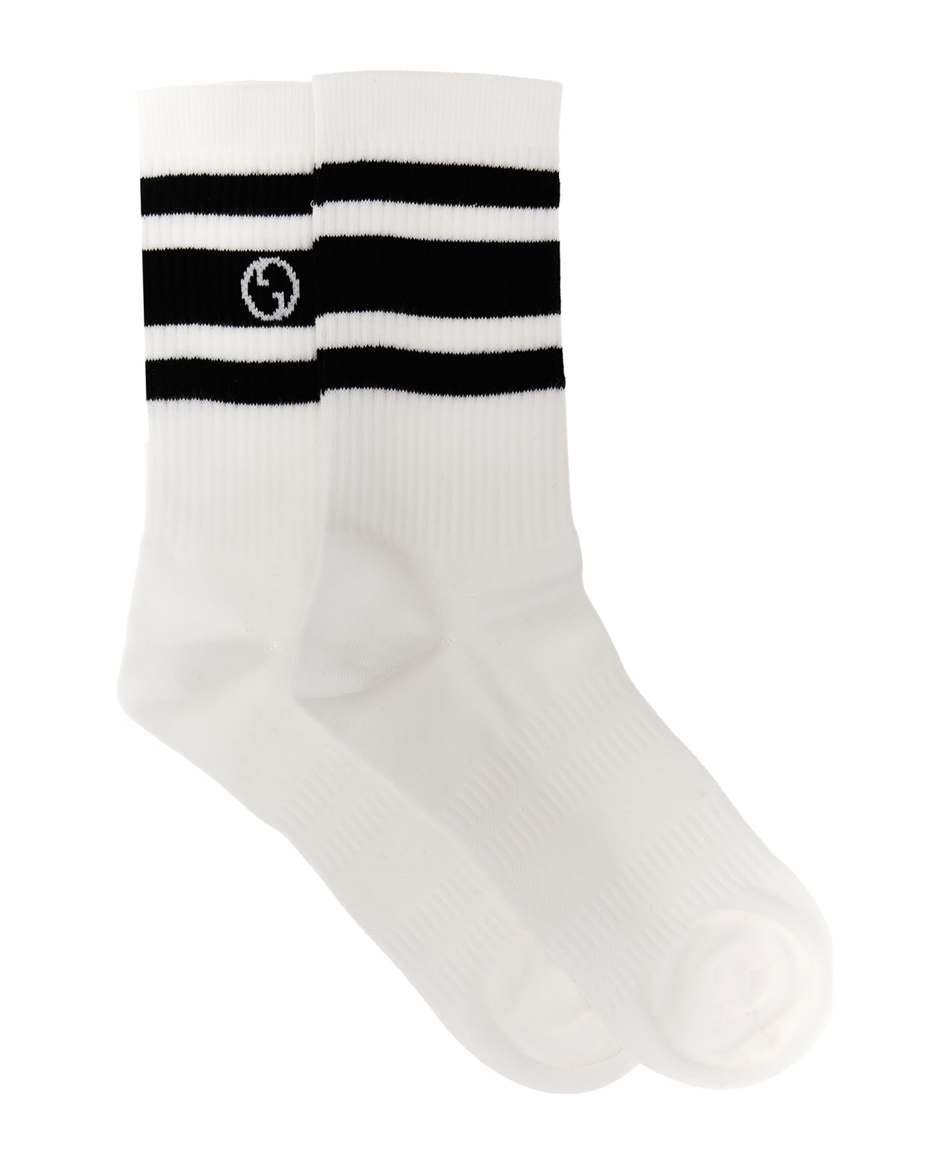 Gucci Nastro Web Logo Socks - White/Black