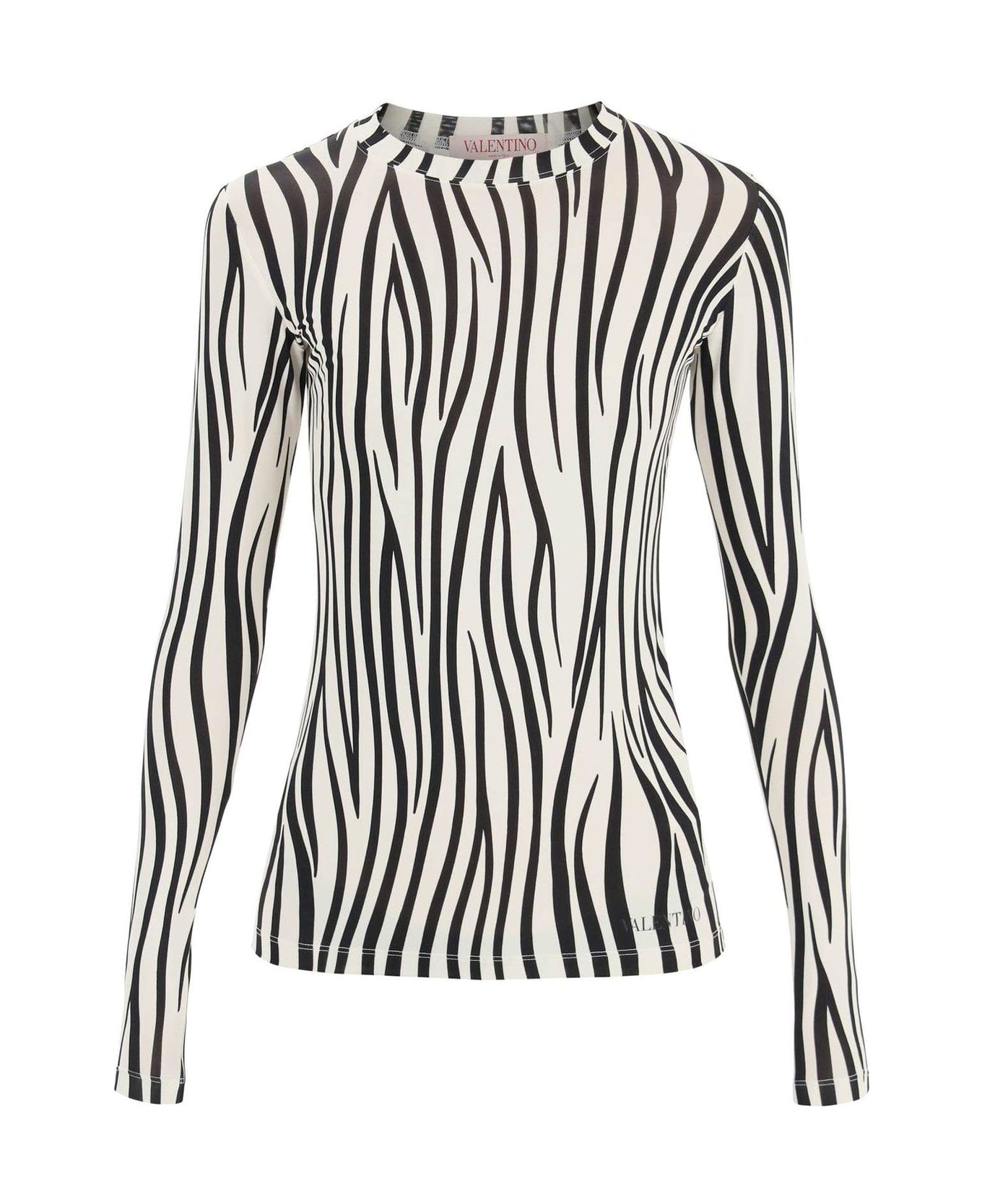 Valentino Zebra Printed Long-sleeved T-shirt - Bianco