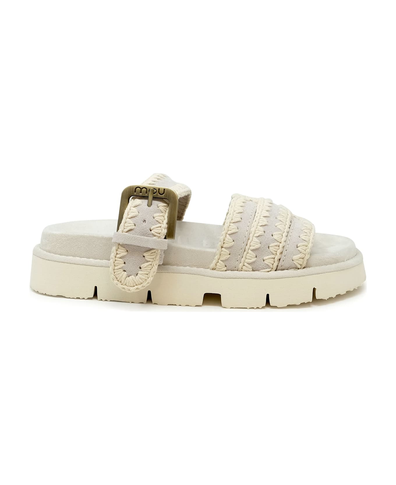 Mou Suede Bio Two Buckle Sandals - CHALK