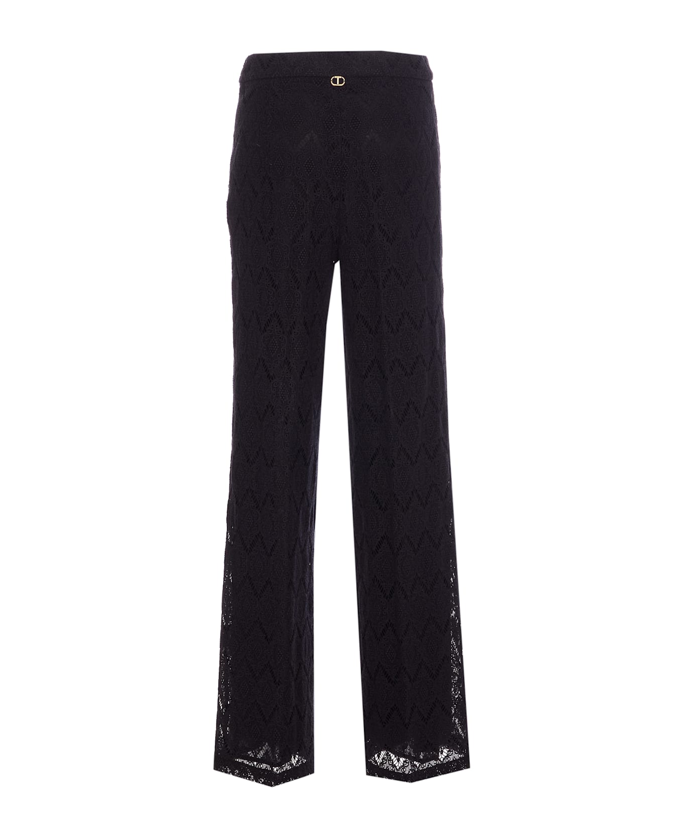 TwinSet Wide Leg Macrame
 Pants - Black