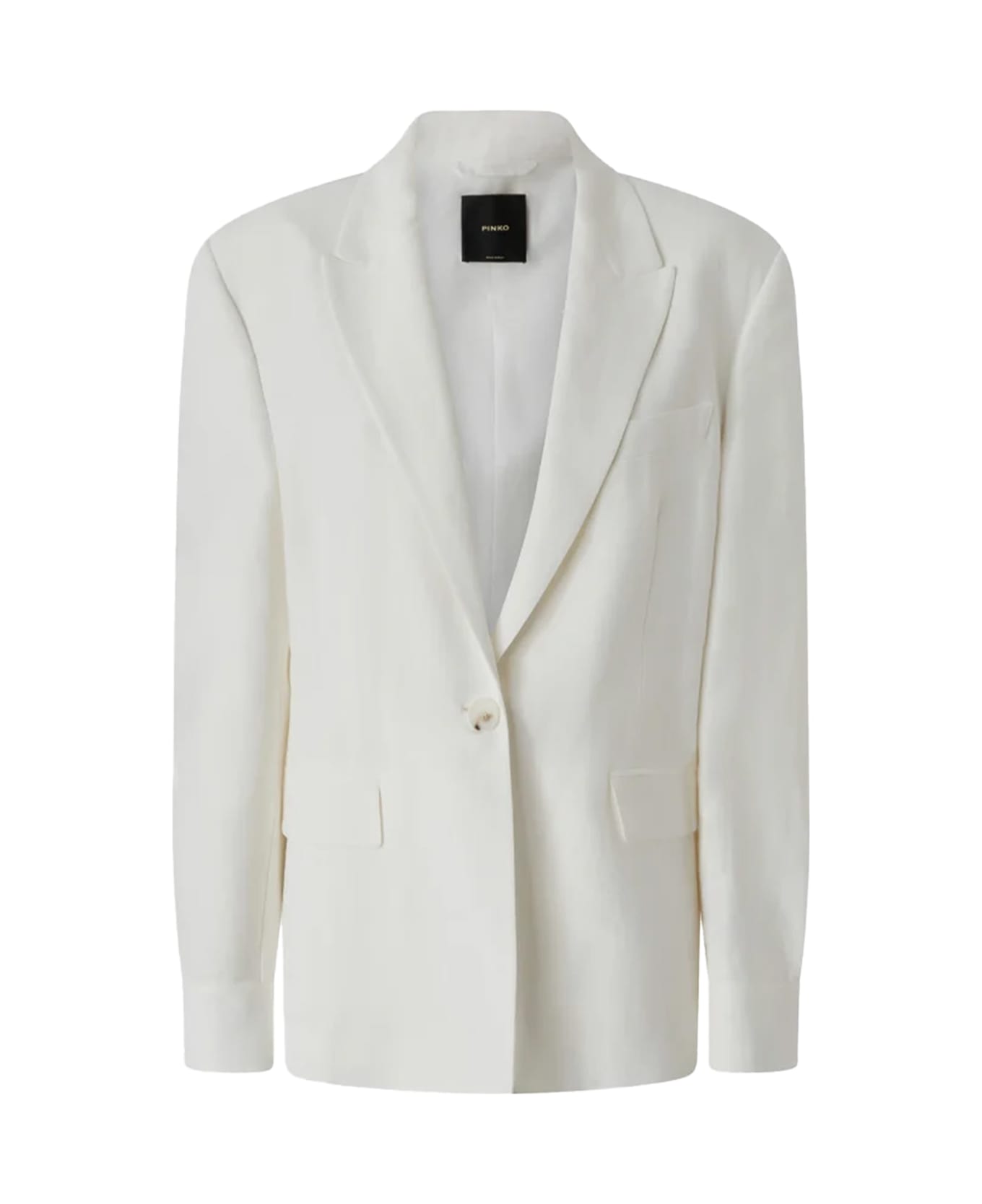 Pinko Viscose And Linen Single-breasted Jacket - White