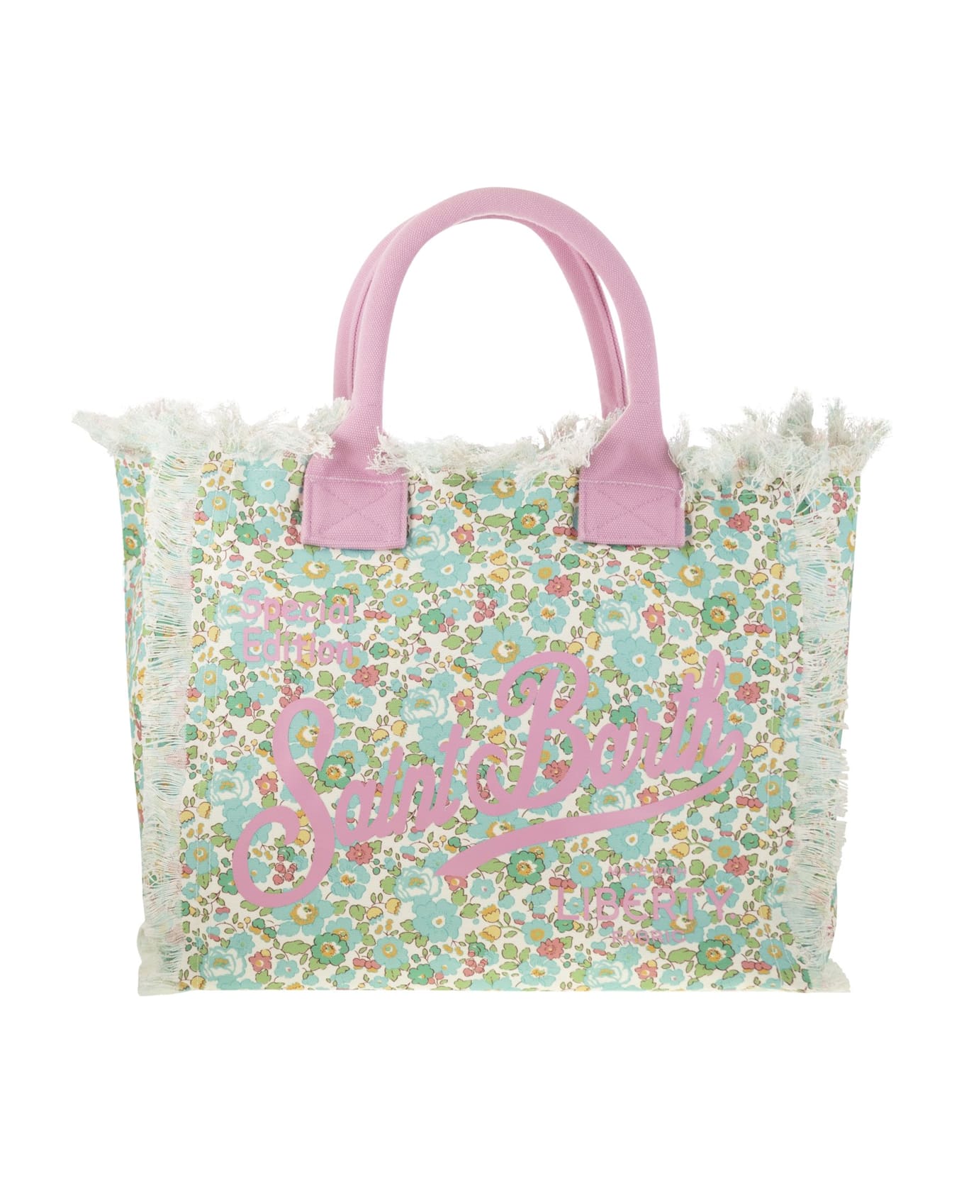 MC2 Saint Barth Vanity - Canvas Bag With Floral Print - Water Green