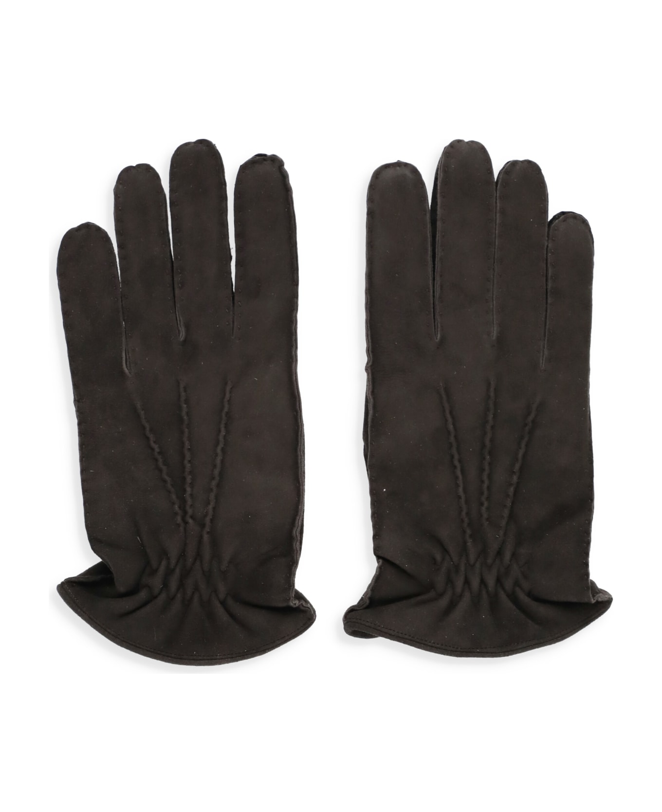 Orciani Leather Shiver Gloves - Brown