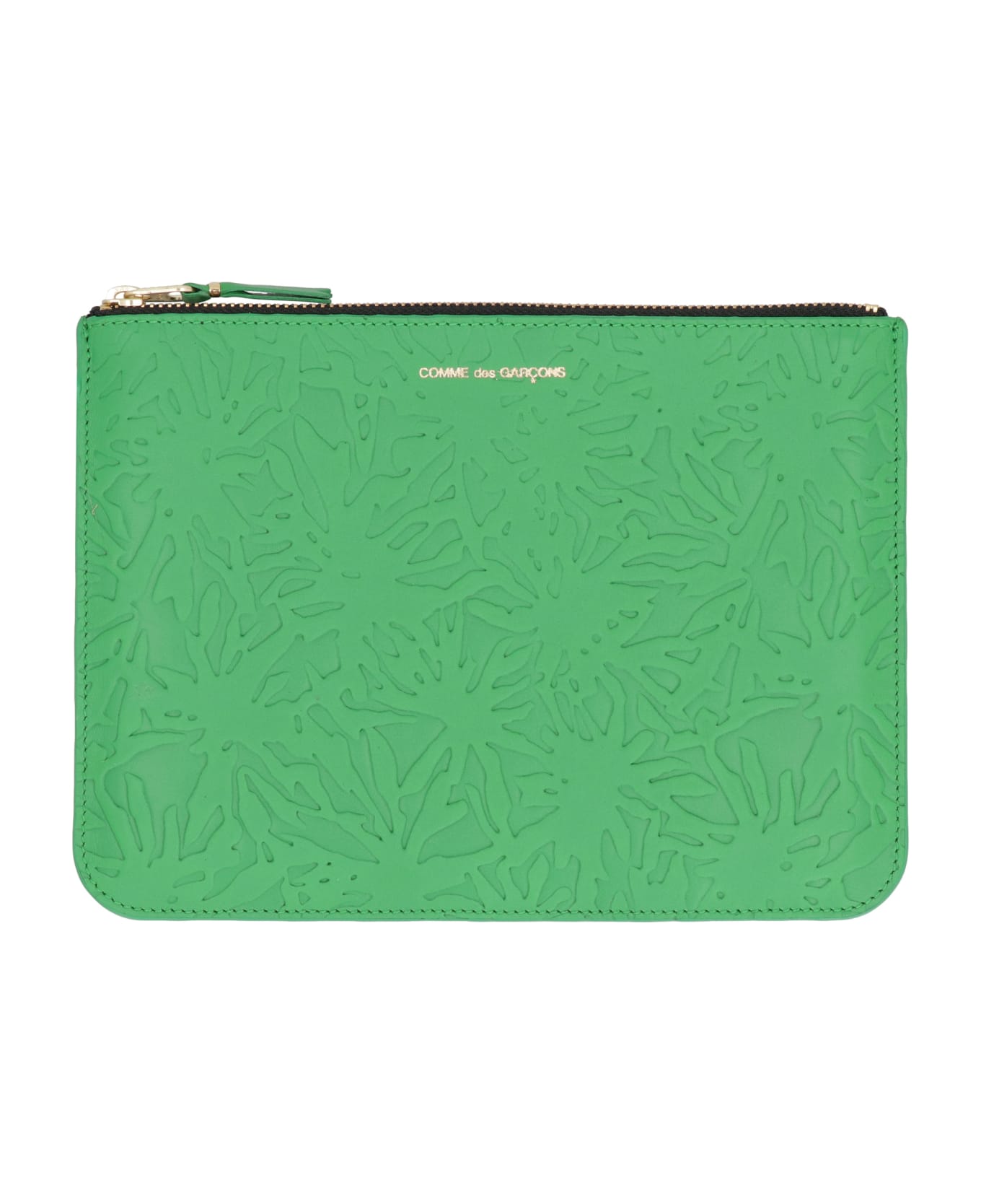 Comme des Garçons Wallet Leather Flat Pouch - green クラッチバッグ