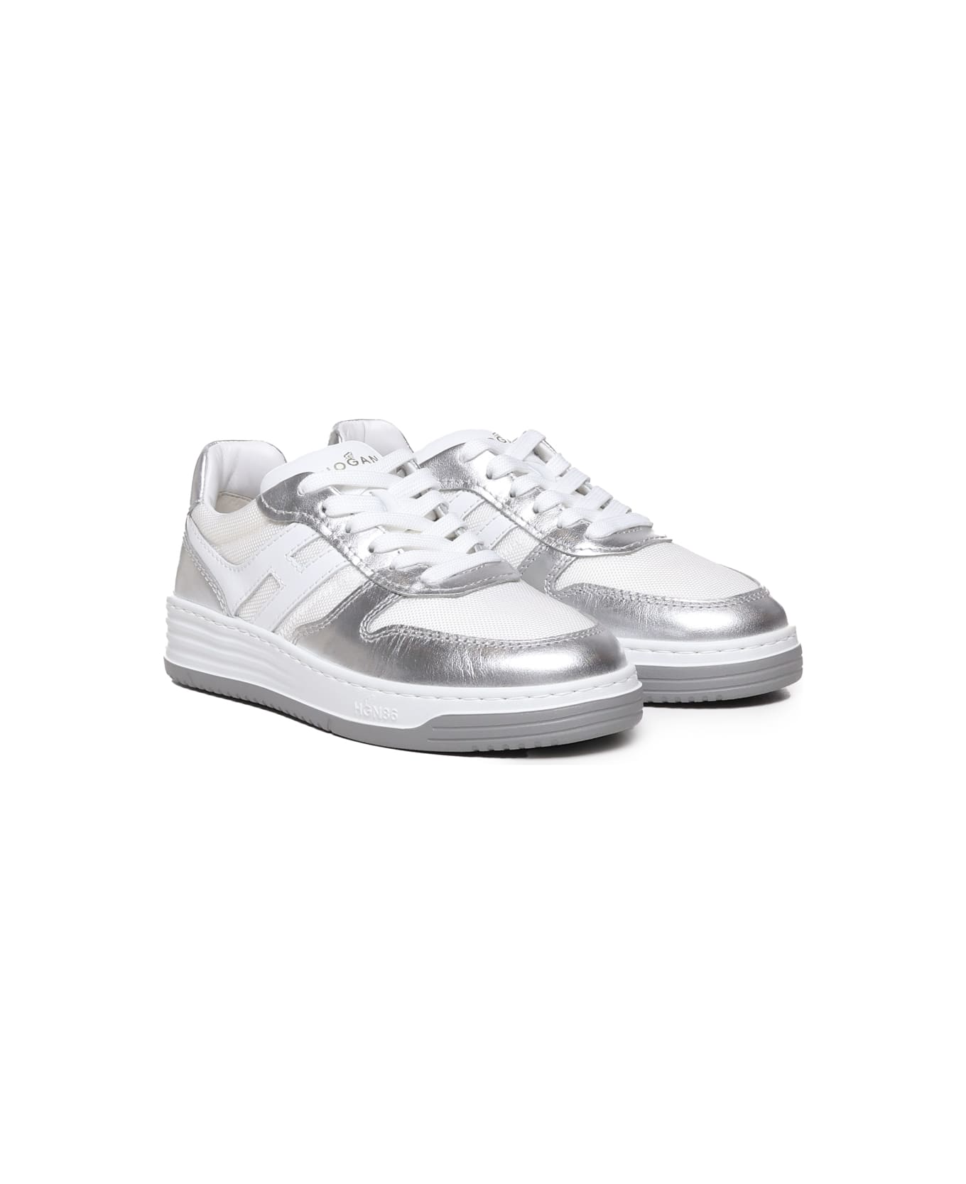 Hogan 630 Sneakers With Metallic Inserts - White, silver スニーカー