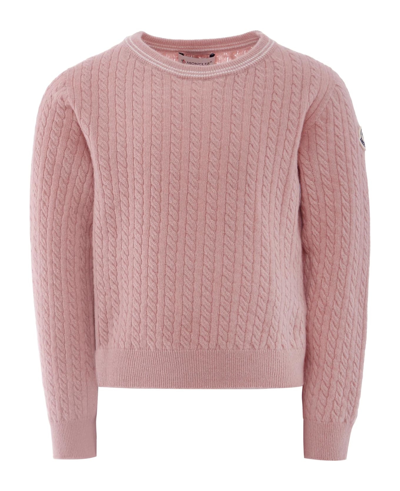 Moncler Pink Sweater For Girl With Logo - Pink
