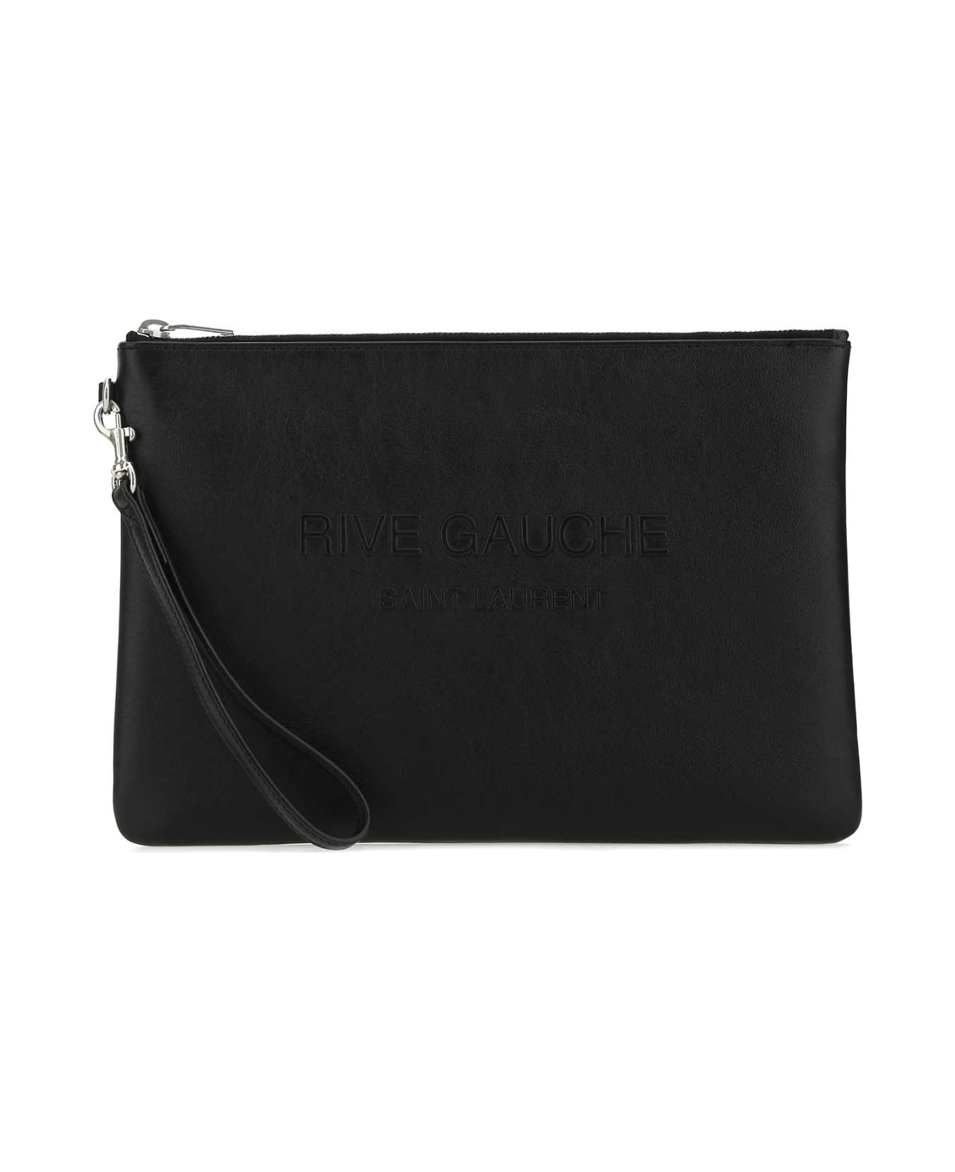 Saint Laurent Black Leather Clutch - 1000