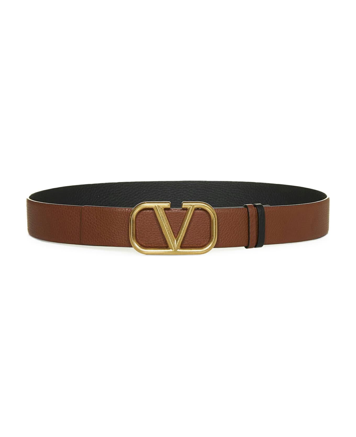 Valentino Garavani Vlogo Signature Reversible Belt In Moose Print Calfskin 40 Mm - Brown ベルト