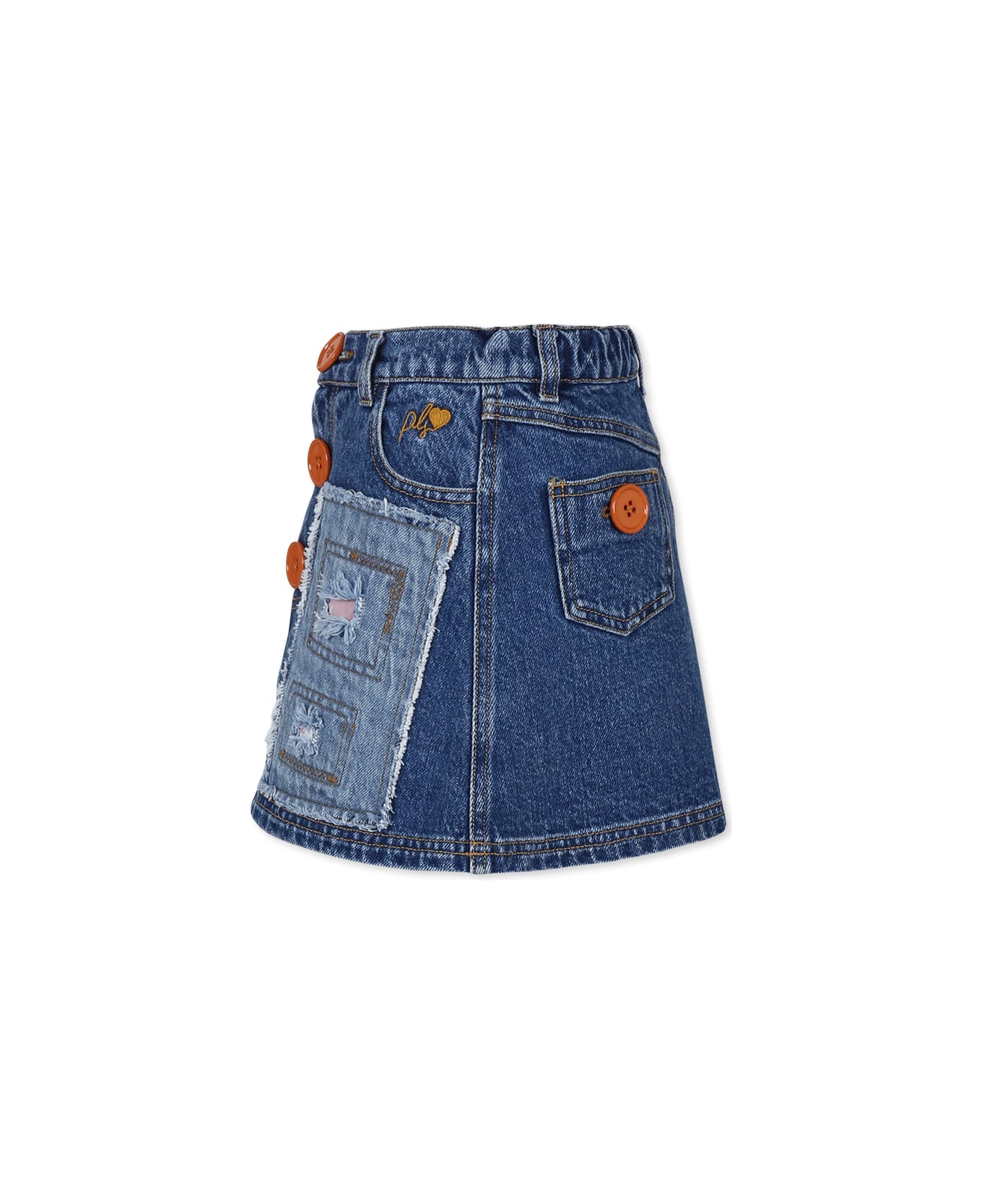 Philosophy di Lorenzo Serafini Kids Blue Skirt For Girl With Logo - Denim
